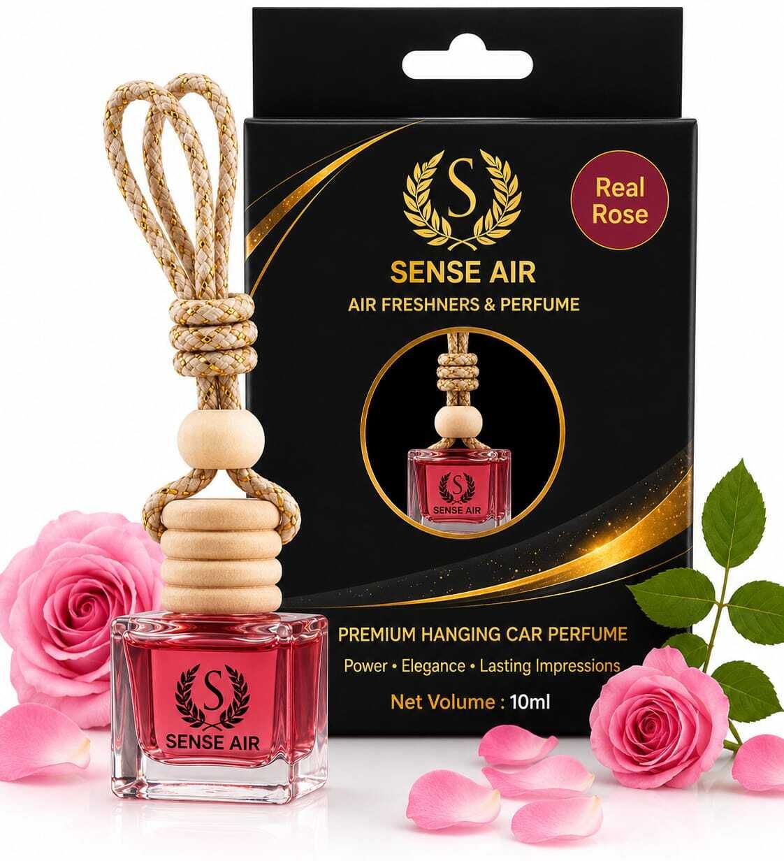Rose Car Freshener Diffuser Rectangle Shape Premium Perfume Diffuser Long Lasting Fragrance | Wooden Cap Glass Bottle Air Freshener-image-14