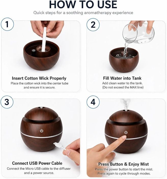 Aroma Oil Compatible, Lavender, Rose, Sandalwood, Lemon, Jasmine Aroma Oil, Diffuser UltraMist USB Diffuser Aroma200-image-15