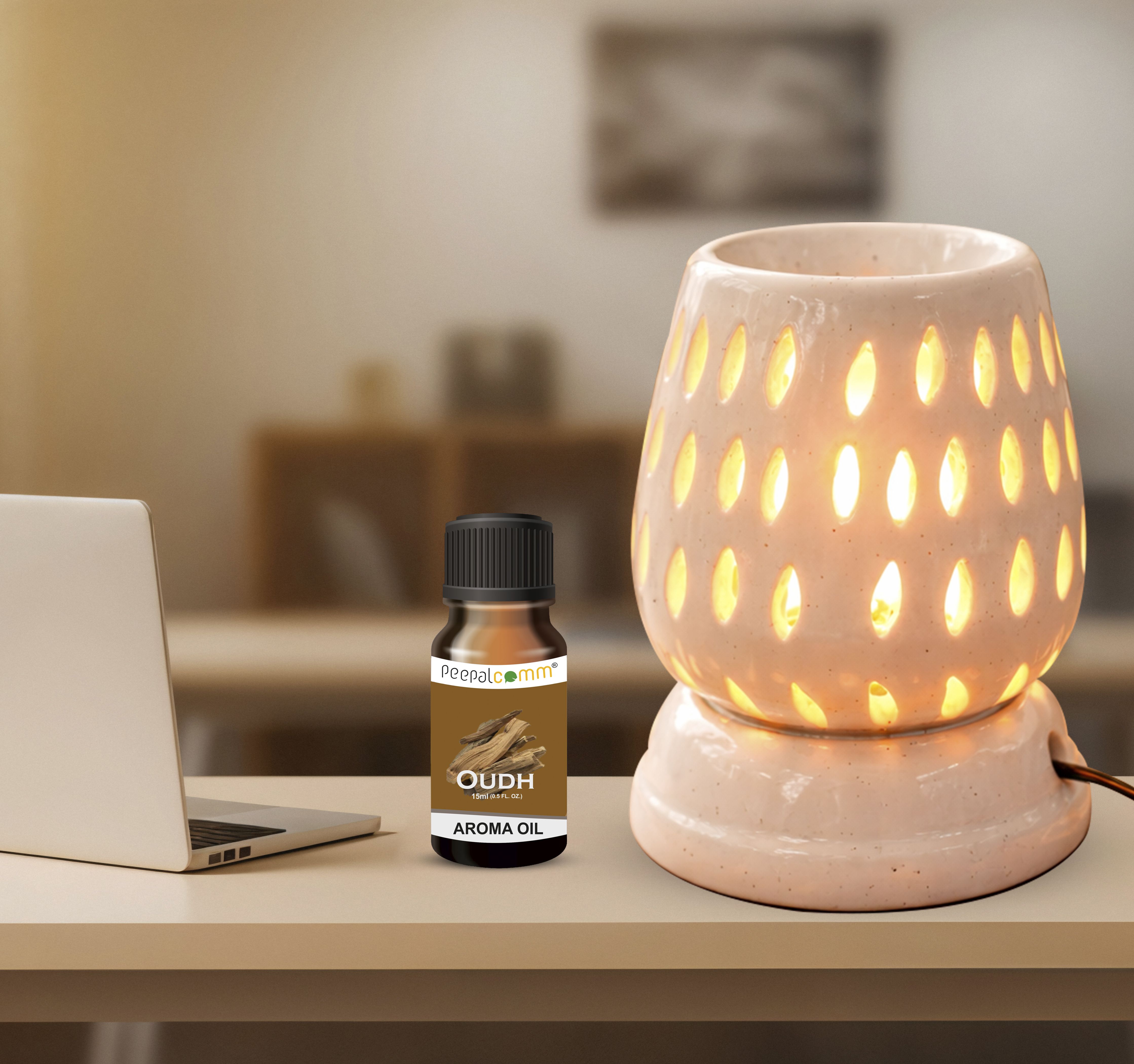 Aroma Oil Electric Diffuser, Air Freshener With 1 Oudh Fragrance 15ml Diffuser Set Handcrafted Ceramic Electric Aroma Diffuser| Air Freshener |Aroma Oil Burner P17-image-8