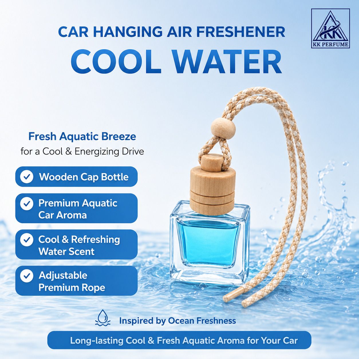 kk perfume Cool Water Diffuser Cool Water Car Perfume Hanging Air Freshener – Long Lasting Aqua Marine-picture-35