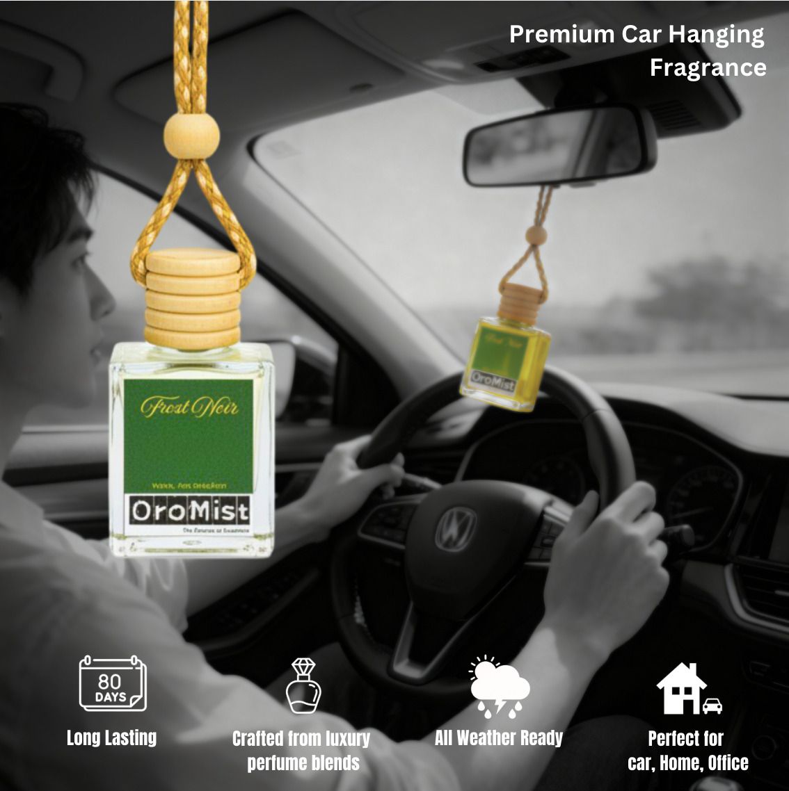 oromist Frost Noir Aroma Oil, Diffuser OroLuxe Hanging Car Perfume Bottle | Luxury Long-Lasting Air Freshener | 80 Days Freshness-picture-43