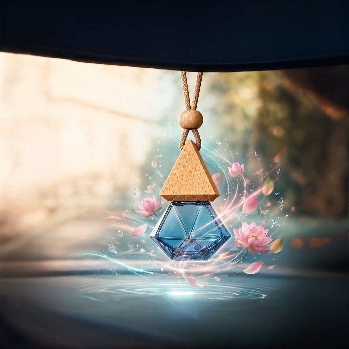 lumnaraycandles Lotus Car Freshener Diffuser Hanging Car Aroma Diffuser | LOTUS|Freshner Aqua with calming Lotus Fragrance-picture-26