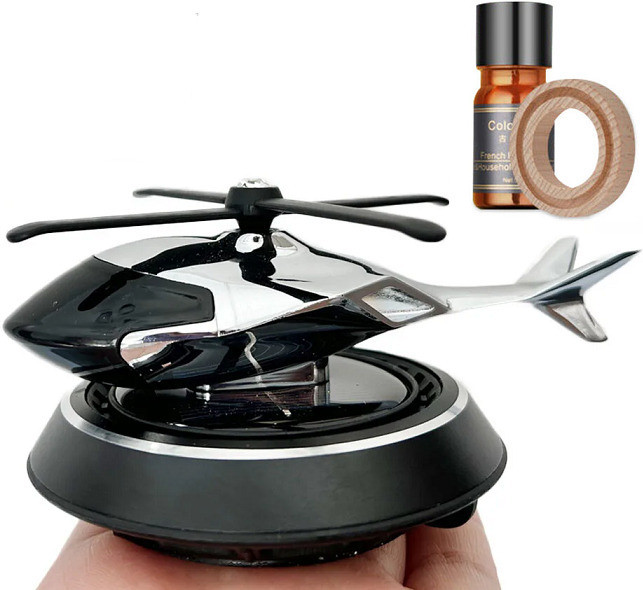 partizano Solar Powered Helicopter Air Freshener Car Airplane Fragrance Diffuser Ornament Diffuser image 1