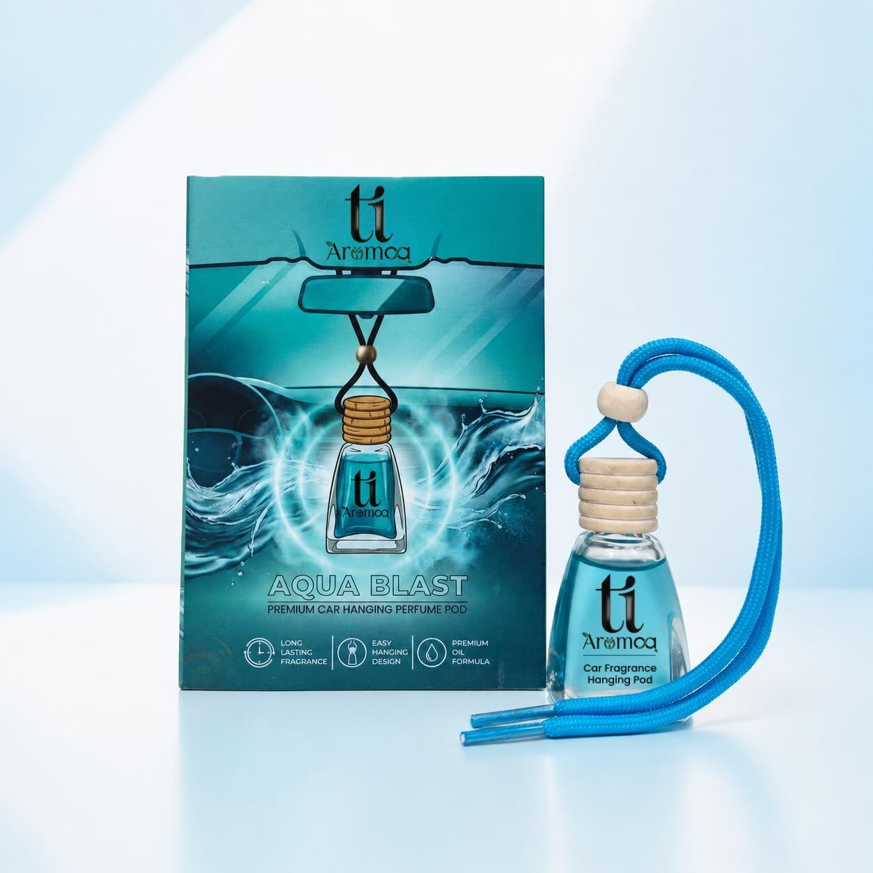 Aqua Car Freshener Diffuser Aqua Blast Premium Car Hanging Perfume Pod | 12ML | Lasts Up to 45–60 Days | Wooden Diffuser Cap Technology | Essential Oil Compound Blend | Odour Eliminator-image-17