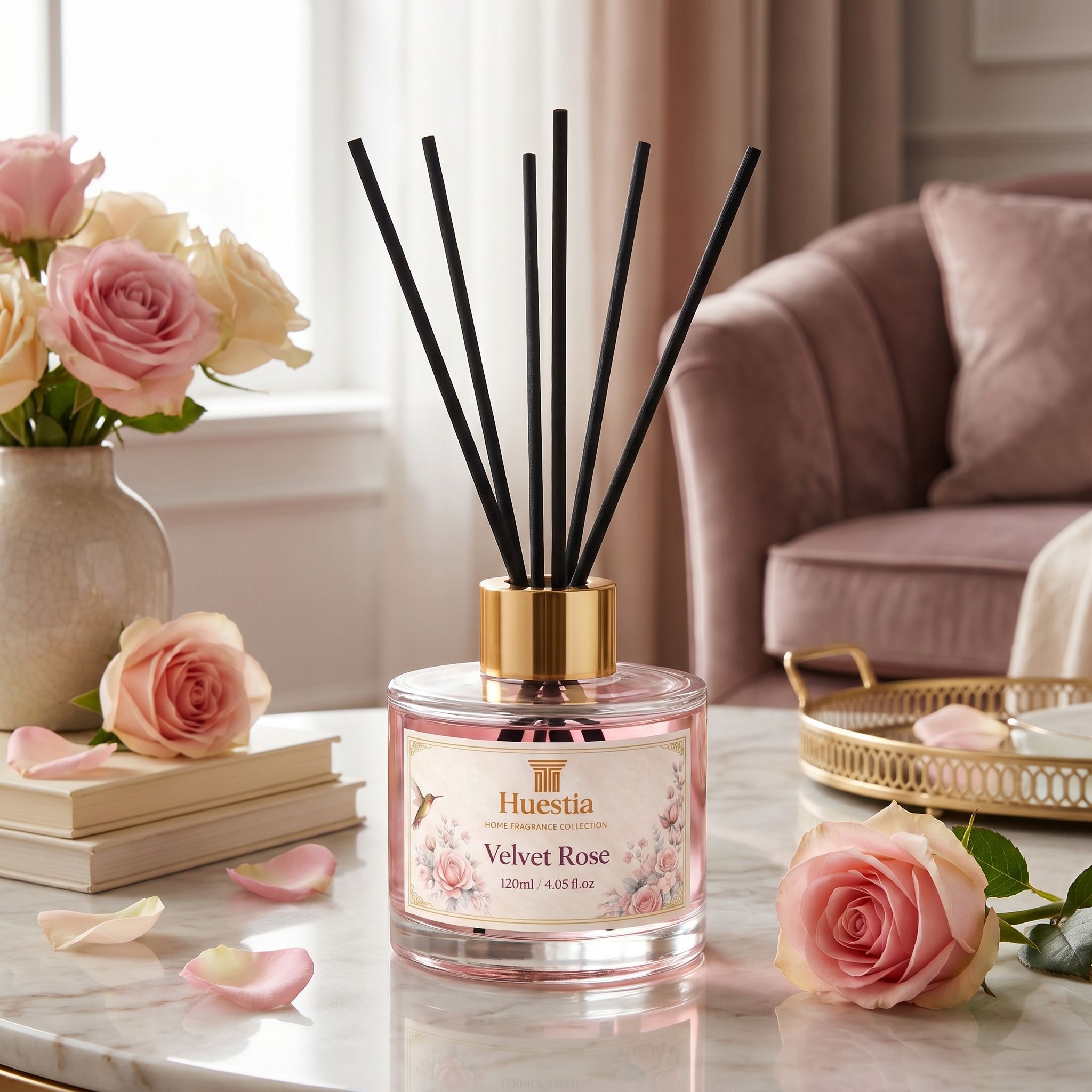 Velvet Rose (Rose Musk) Diffuser Set Home Perfume-image-12