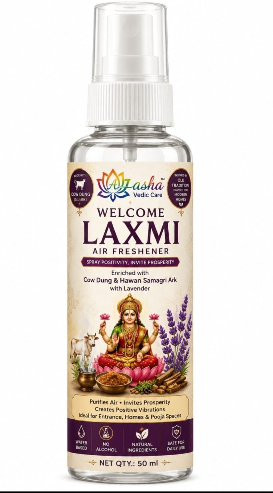 welcome laxmi lavender Spray cowdung and Navgrah woods ark with lavender air freshener-picture-16