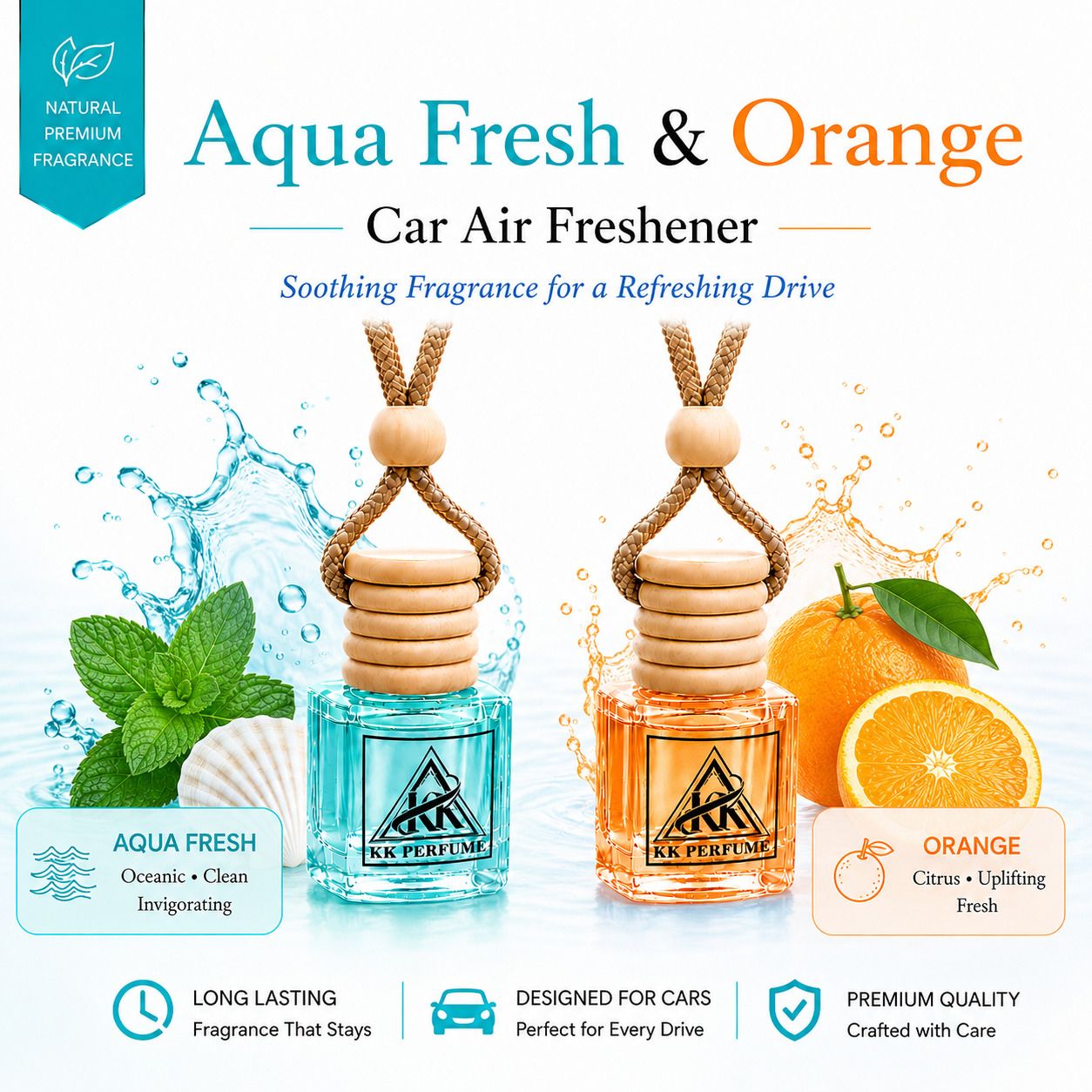 orange, aqua fresh Diffuser Aqua Fresh & Orange Hanging Car Perfume-image-21