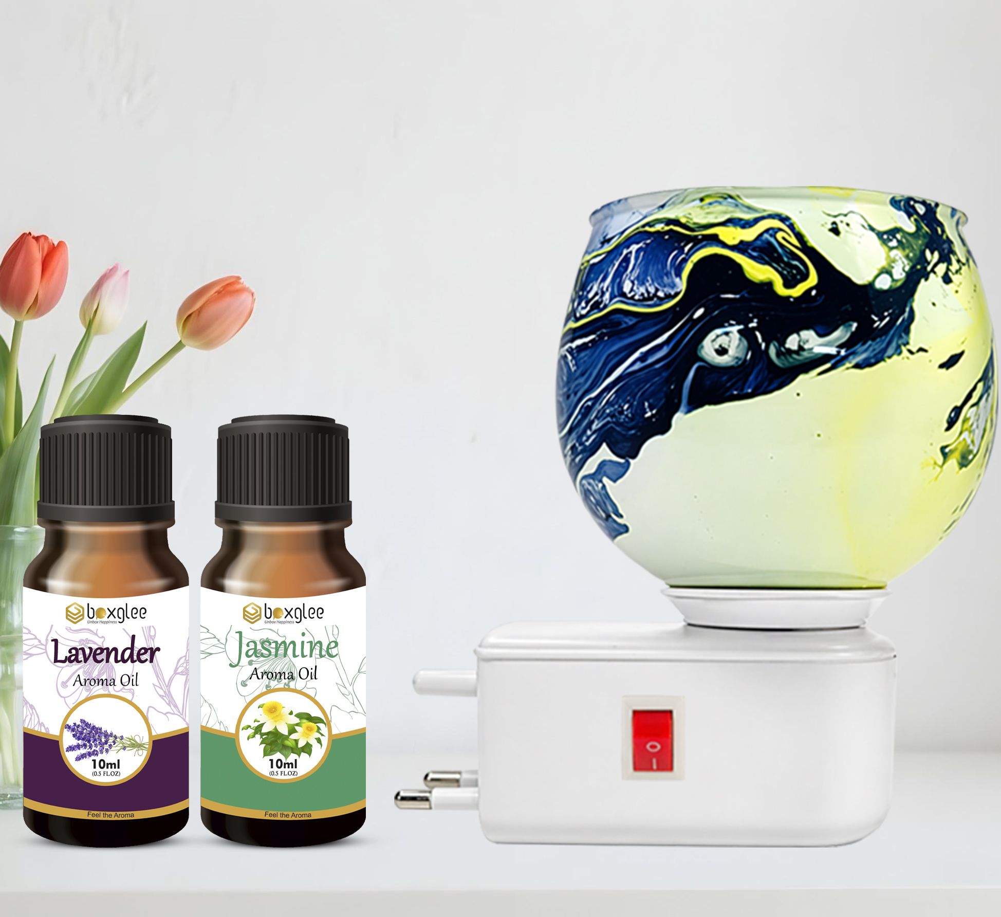 Multifragrance Aroma Oil Decorative Green Marble Kapoor Dani with Jasmine Lavender Oil 10ml for Home Office Spa-image-27