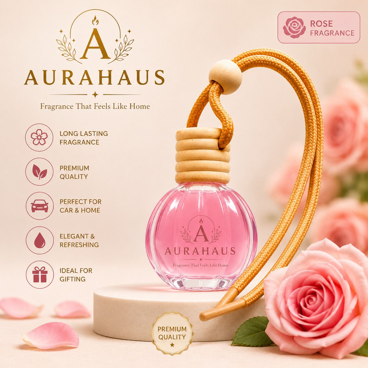 Rose, Rose Gardenia Diffuser Rose Gardenia Fragrance Hanging Car Air Freshener-image-43