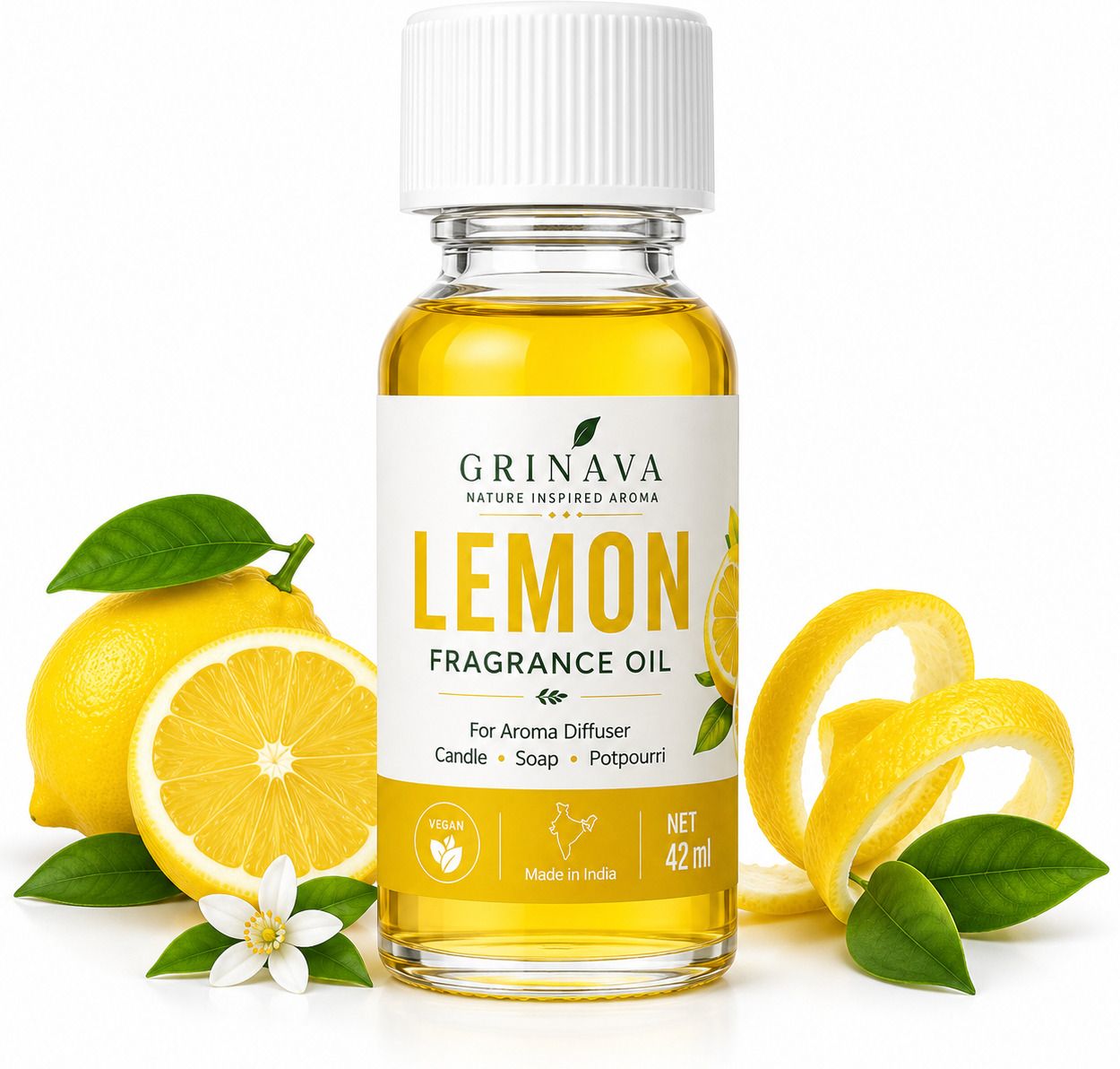 grinava Lemon Aroma Oil Pure Lemon Fragrance Oil (42 ml) for Aroma Diffuser, Candle & Soap Making, Potpourri-picture-37