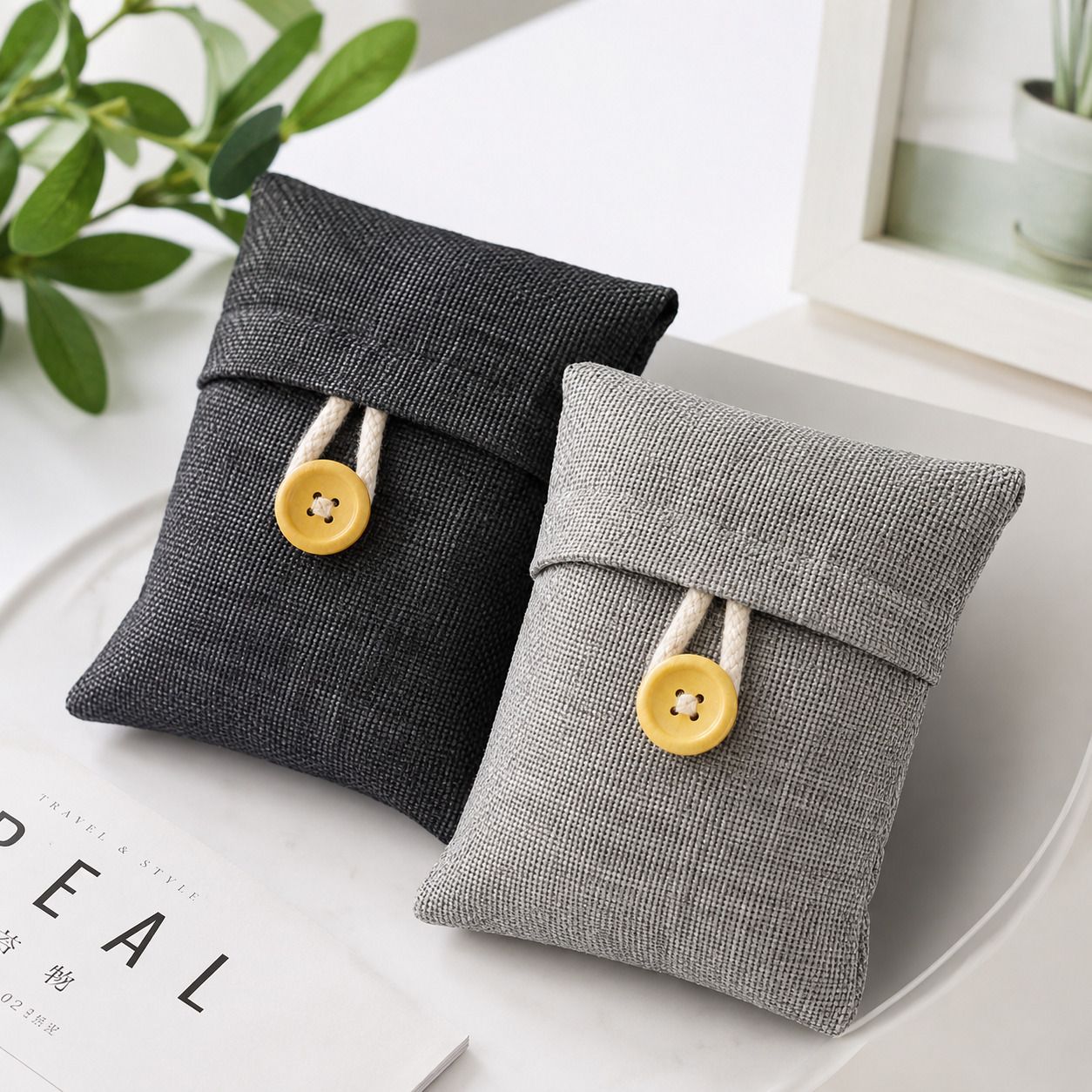 flyingwing Bamboo CharcoaL Potpourri Air Purifying Bags Natural Activated Charcoal Odor Absorber Reusable Air Freshener Black & Grey-picture-10
