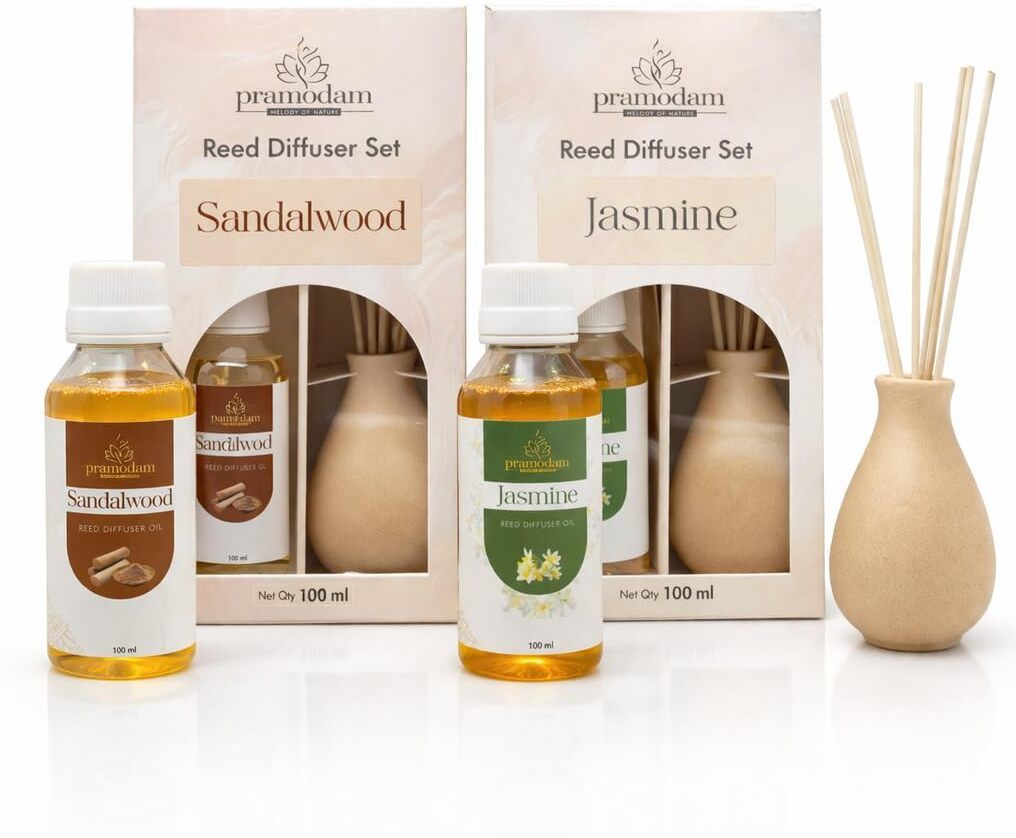 Sandalwood+Jasmine Diffuser Set Ceramic Reed Diffuser Set with Sandalwood & Jasmine Oil | 12 Rattan Reeds-image-10