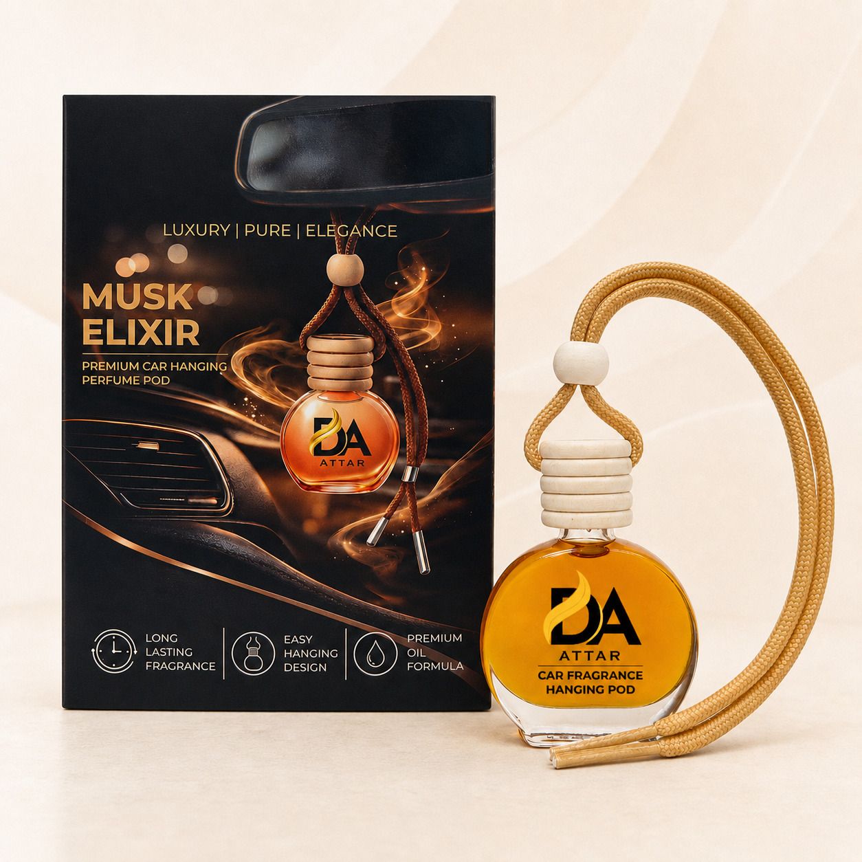 da attar Amber Diffuser Musk Elixir Car Air Freshener Hanging Pod | Lasts Up to 45–60 Days | Premium Car Freshener with Wooden Diffuser Lid | Essential Oil Compound Blend | Car Odour Eliminator-picture-12