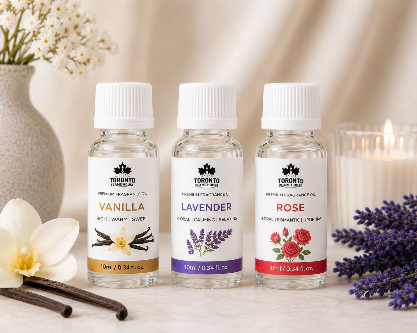Vanilla, Lavender, Rose Aroma Oil, Diffuser Set, Refill Premium Aroma Oil Suitable for Home, Office, Diffuser Set, Candling Making Oil-image-40