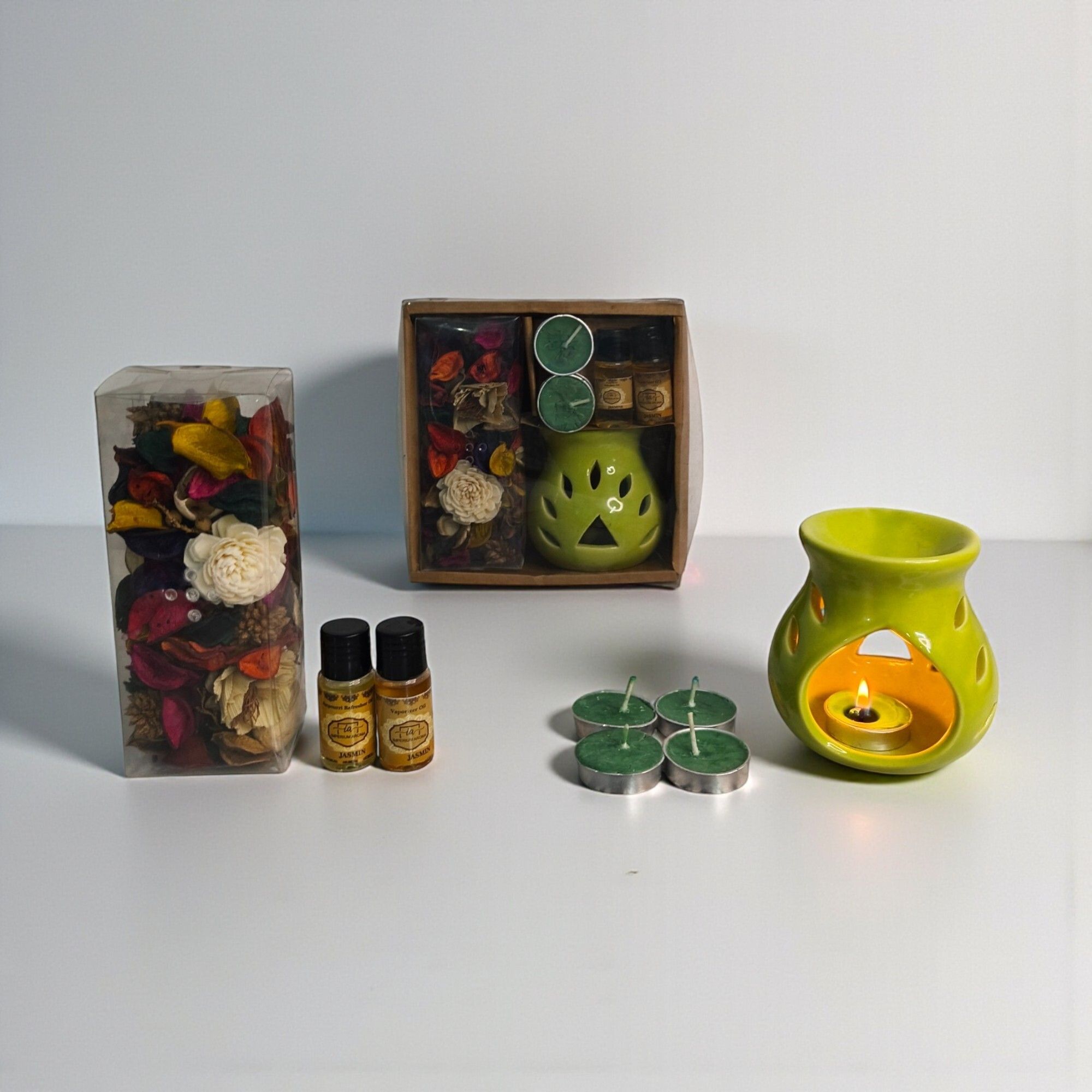 imperium aroma Ceramic Candle-Based Essential Oil Diffuser Set, Potpourri 50g |Tealight Candles 04 | Jasmine vaporizer 15 ml |Jasmine Potpourri Refresher Oil 15 ml & Floral Diffuser for Bedroom, Living Room & Office-picture-49