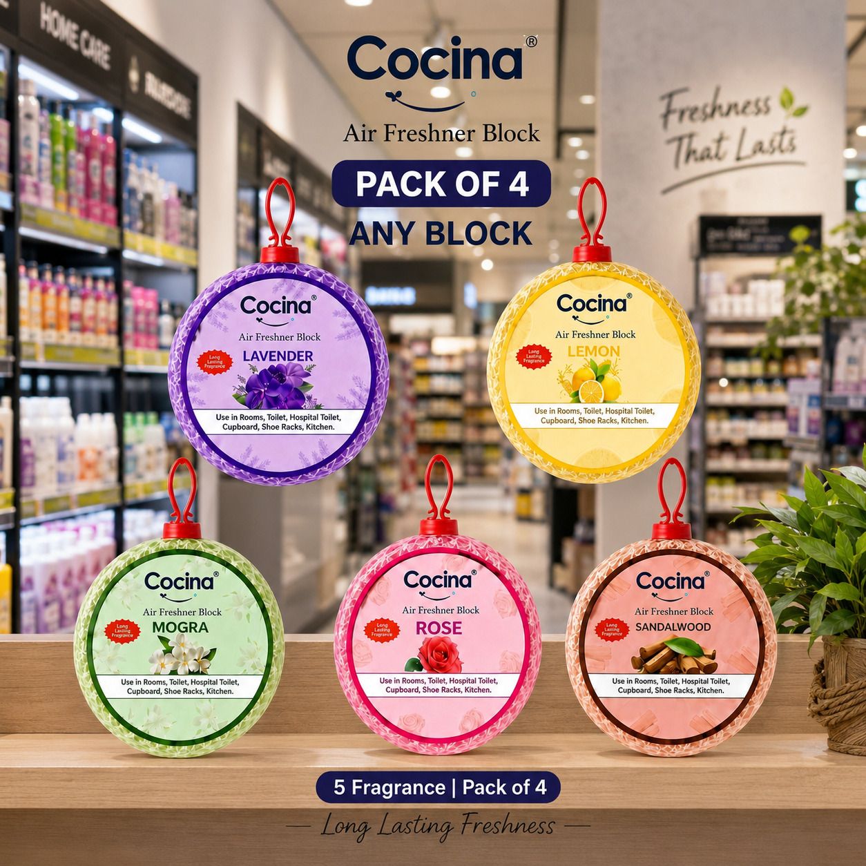cocina air Lavender, rose, mogra, Lemon, sandalwood Blocks Eliminate Odors Instantly-picture-12