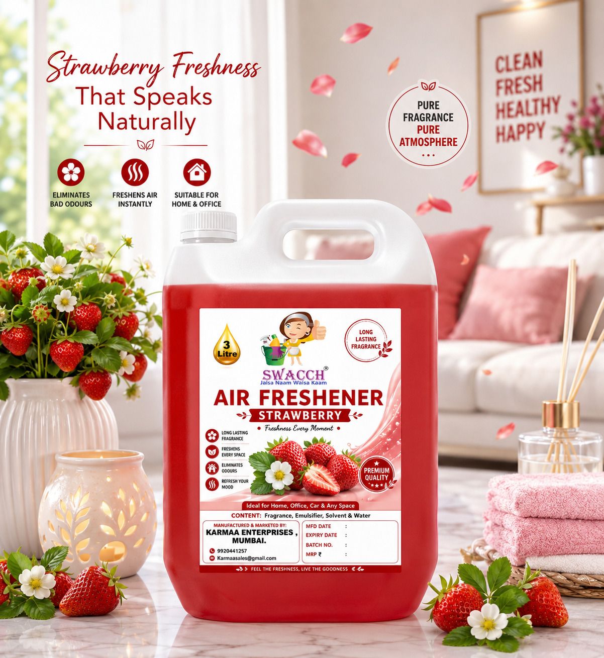 swacch Strawberry Refill Air Freshner Strawberry I Air Freshner For Home , Hotels I Work Space & Office Ready to use-picture-38