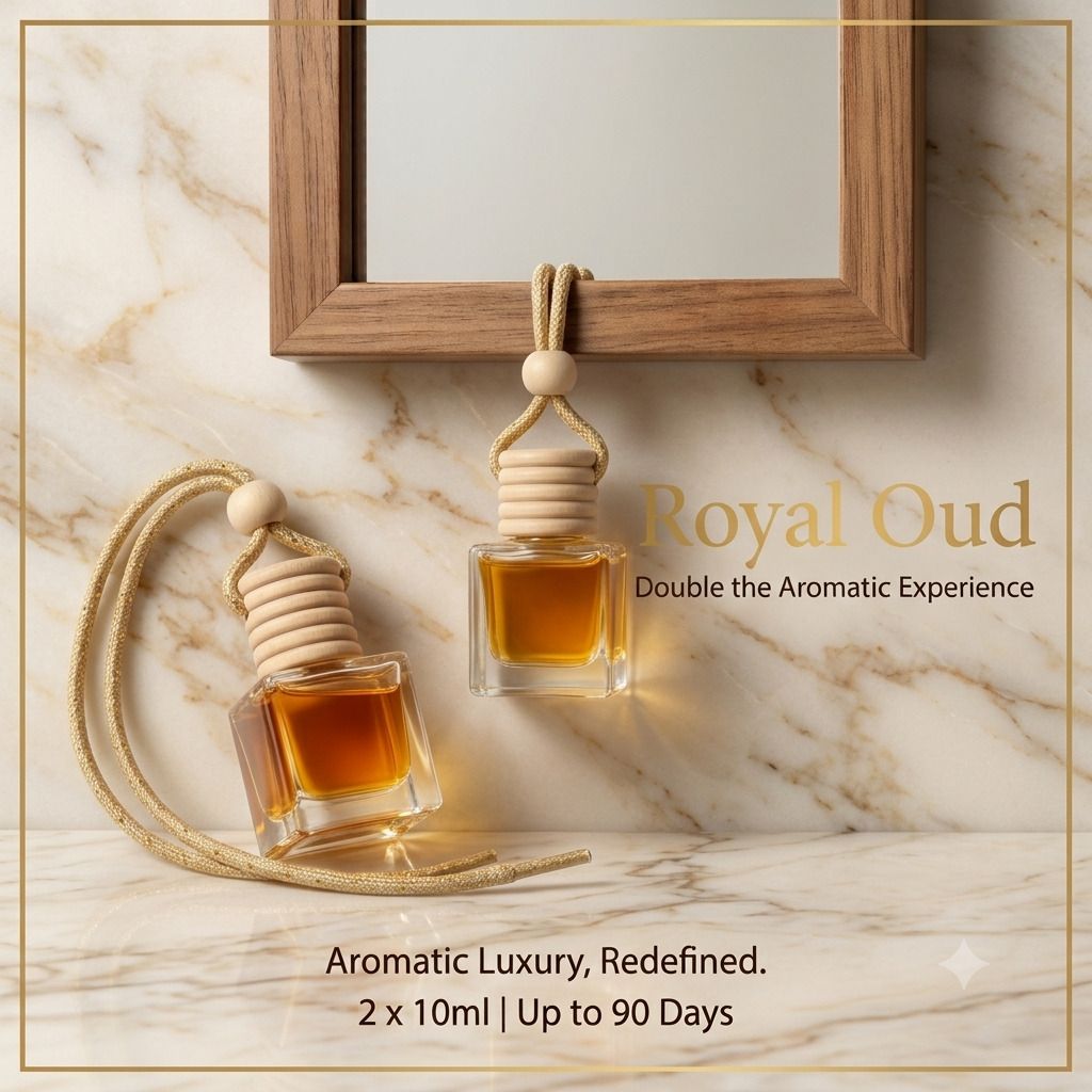 Oudh Diffuser Set, Diffuser Hanging Car Perfume (Pack of 2) | Charming Jasmine Fragrance | Long Lasting Car Air Freshener | Premium Glass Bottle | Car, Home & Office-image-7