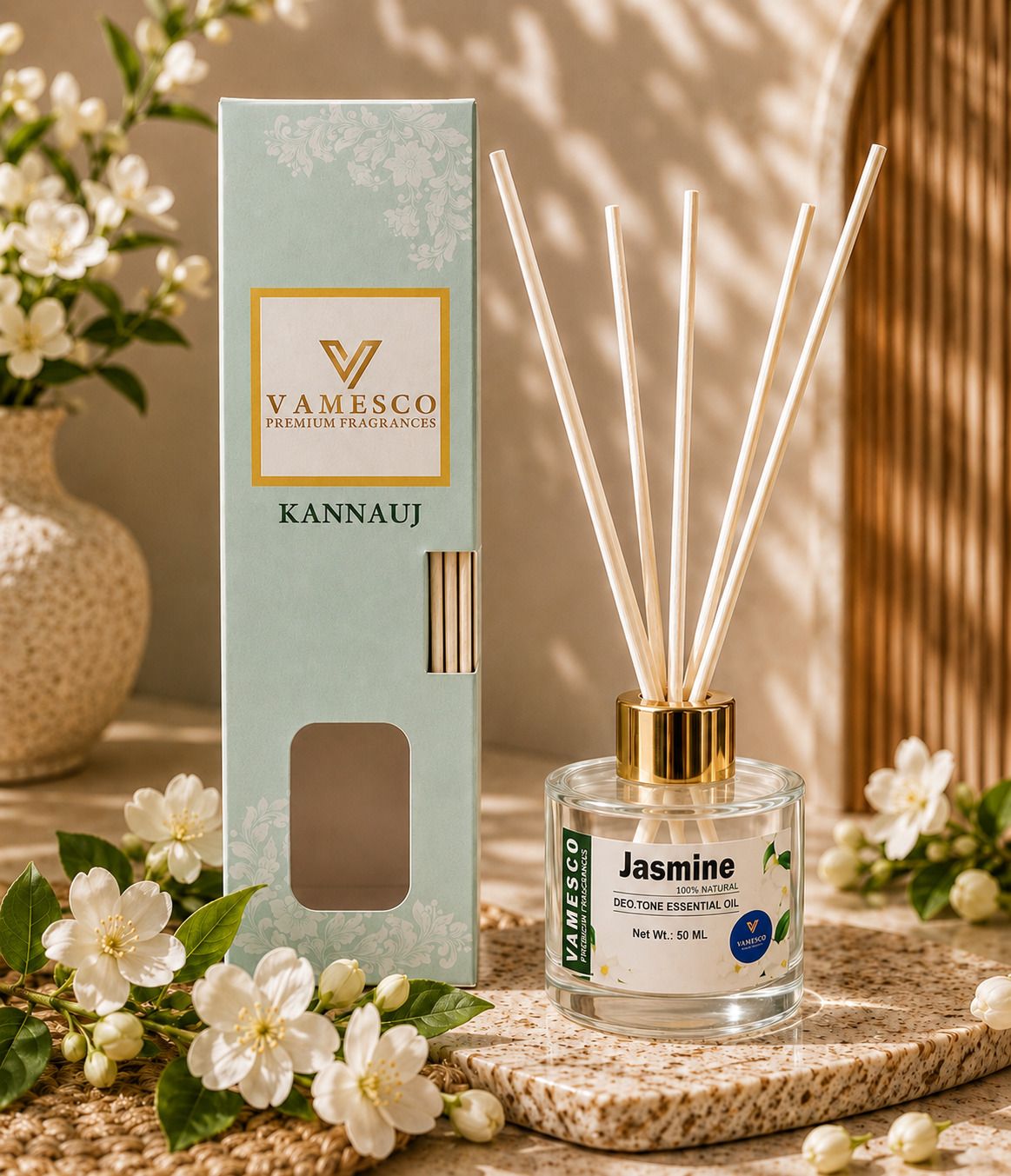 Jasmine Nite Diffuser Made In Kannauj Deo.Tone Premium Fragrances Reed Diffuser-image-21