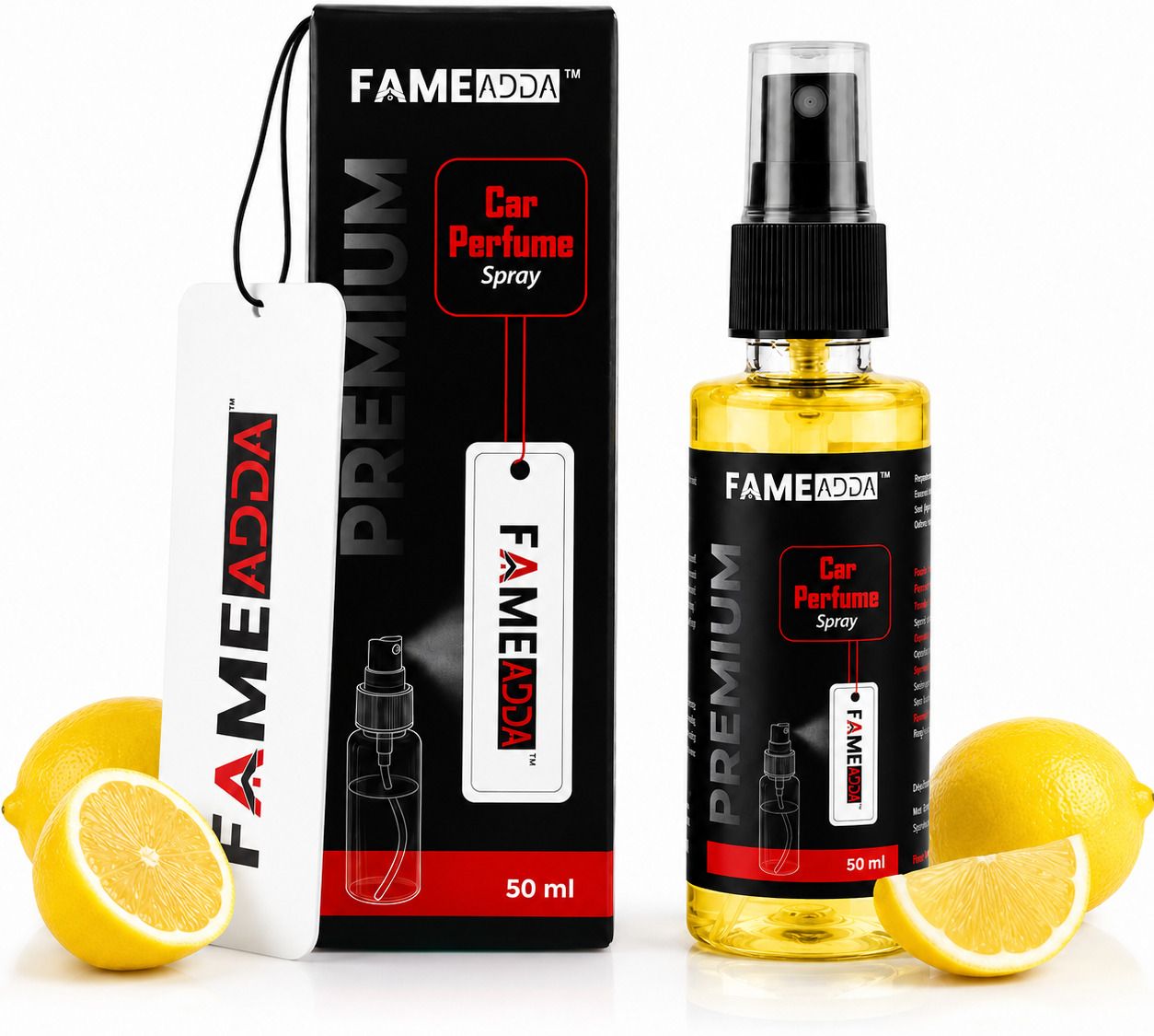 fameadda Lemon Spray Premium Car Perfume Luxury Spray 50 ML with Hanging Card/Travel Friendly Car Air fresheners 350+ Sprays/Car accessories interior/Eliminates Bad Odour for Car, Office & Home-picture-43