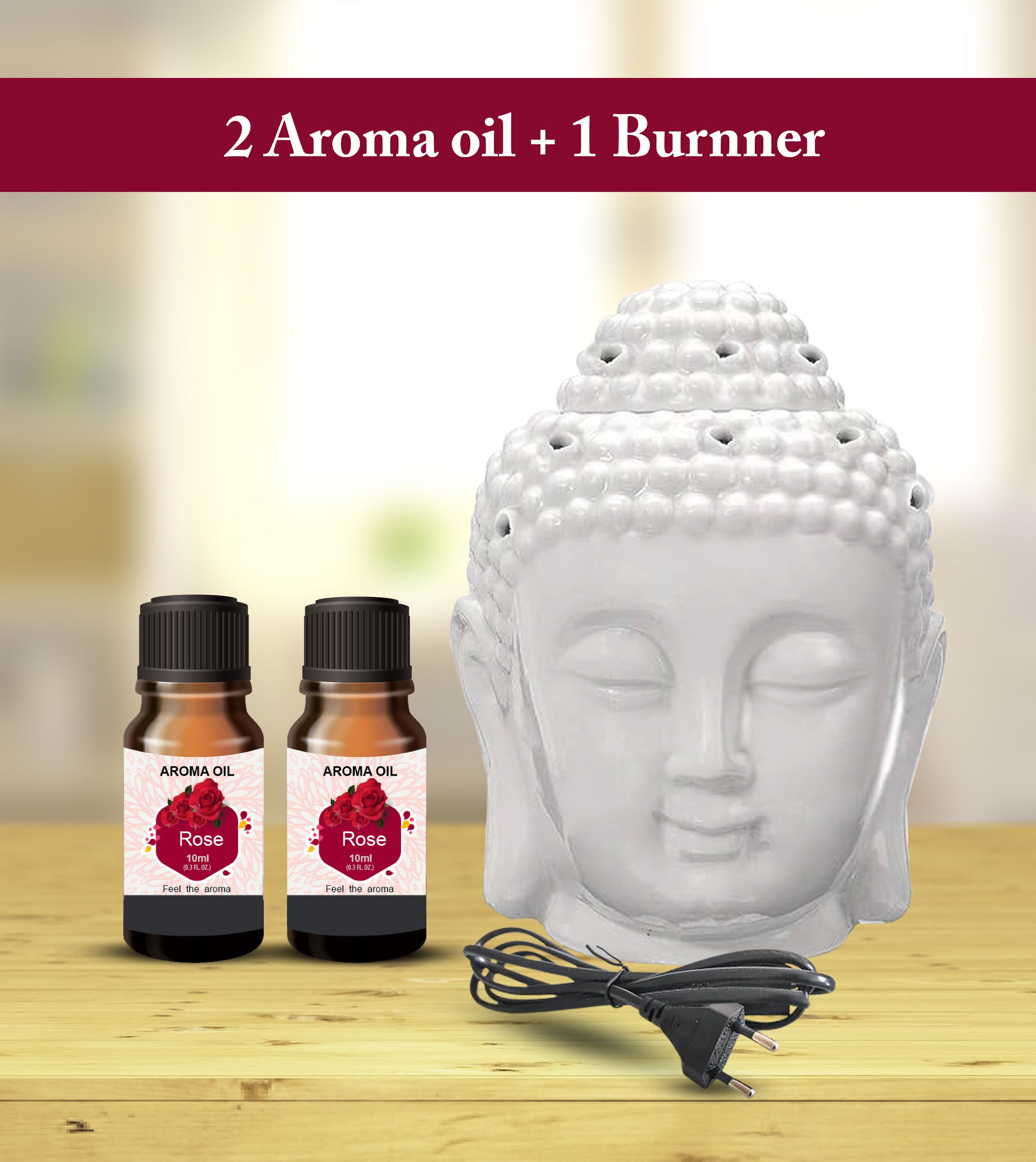 PEEPRESION Ceramic Electric Buddha Aroma Diffuser Night Lamp with 2 Rose Oil Fragrance Your Home, Office, Spa, Hotel, Club Diffuser-image-46