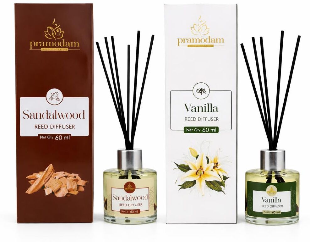 pramodam Sandalwood+Vanilla Diffuser Set Reed Diffuser Combo Pack with Sandalwood & Vanilla and Fiber Sticks-picture-15