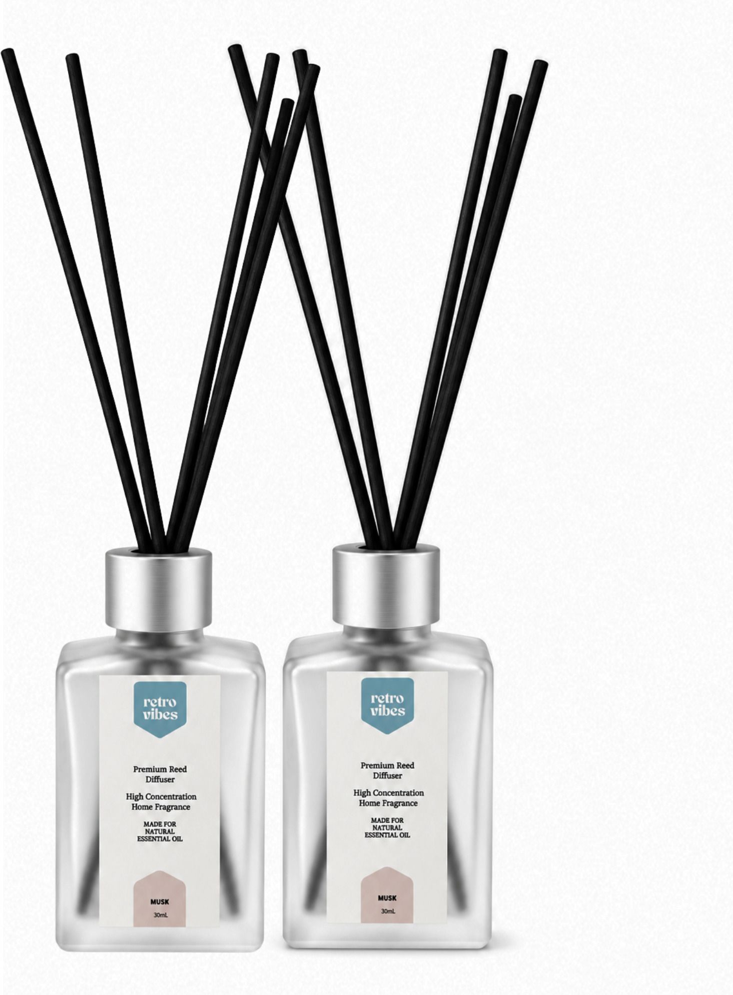 retro vibes musk Diffuser Set Reed Diffuser 30Ml with 5 Reed - Musk ( Pack 2 )-picture-4