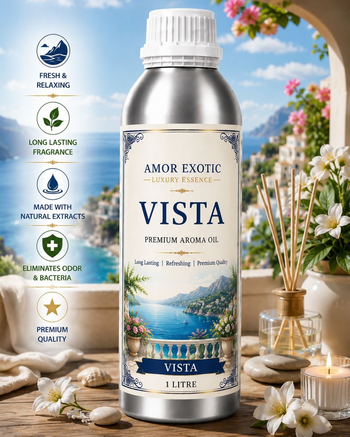 Vista Aroma Oil Vista Premium Aroma Oil 1 Litre | Long Lasting Fresh Vista Fragrance-image-37
