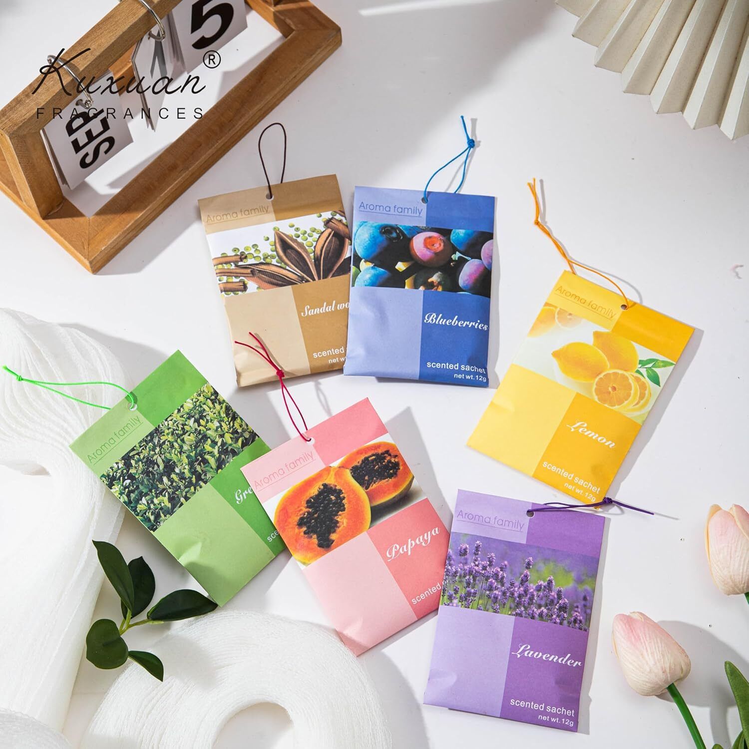 rose, lavender, lemon, jasmine, ocean, sakura, white tea, bluberrie, gardenia, fig, cotton Diffuser aroma air fragrance pouch ( 6 psc *10 gram)-image-37