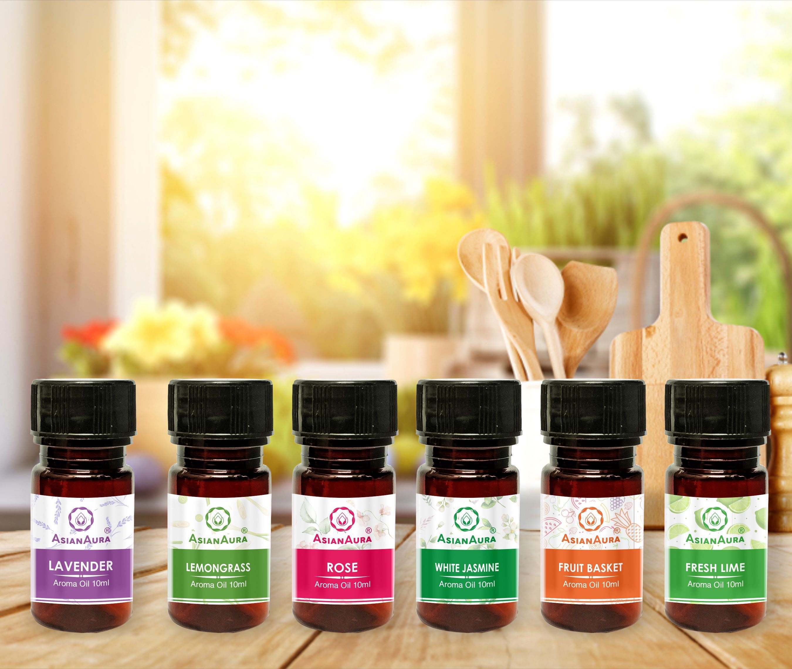 White Jasmine, Rose, Fresh Lime, Lemon Grass, Lavender, Fruit Basket Aroma Oil