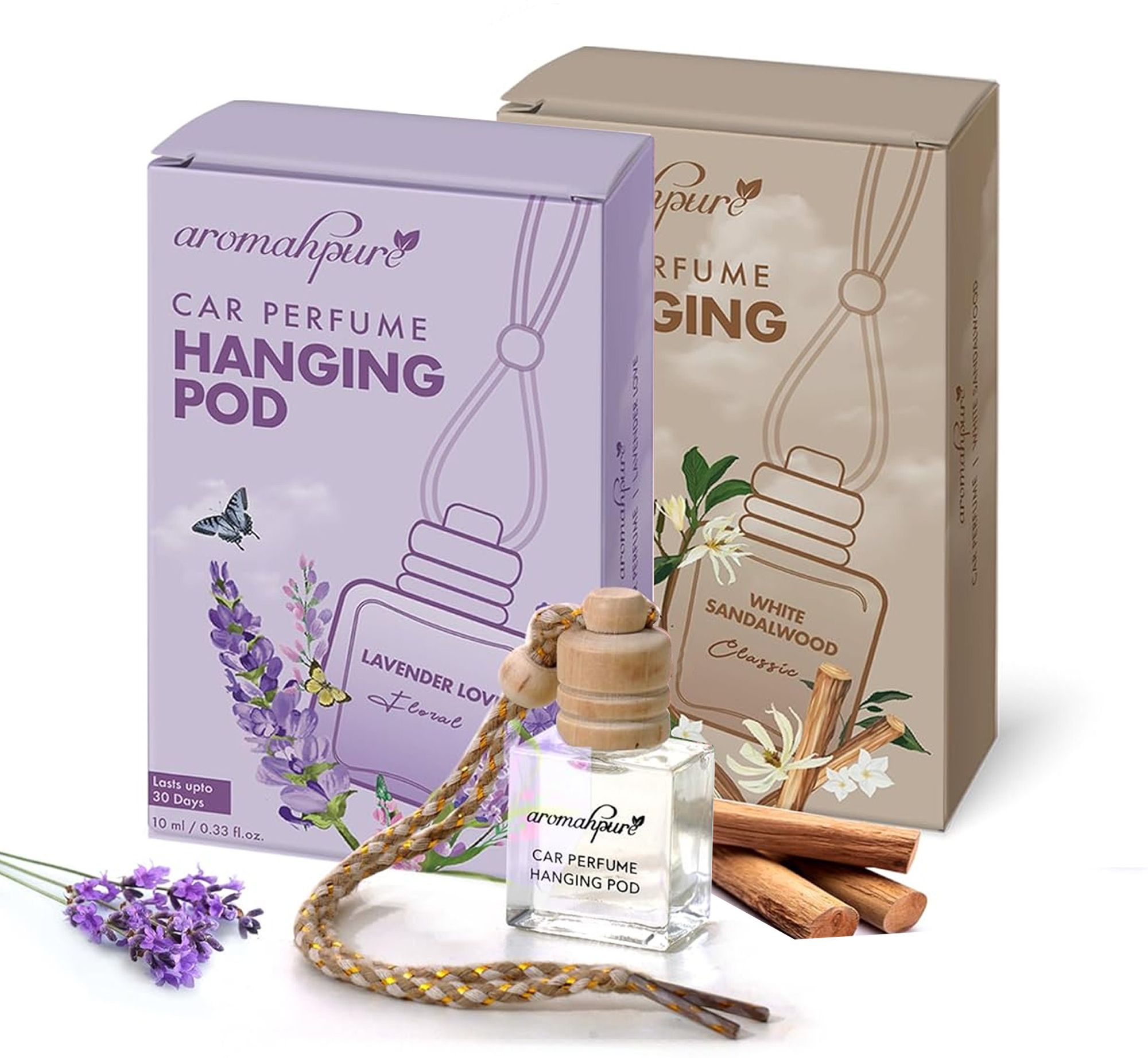 aromahpure Car Perfume Hanging Pod Lavender, Sandalwood combo Car Air Freshener Car Freshener Diffuser-picture-25