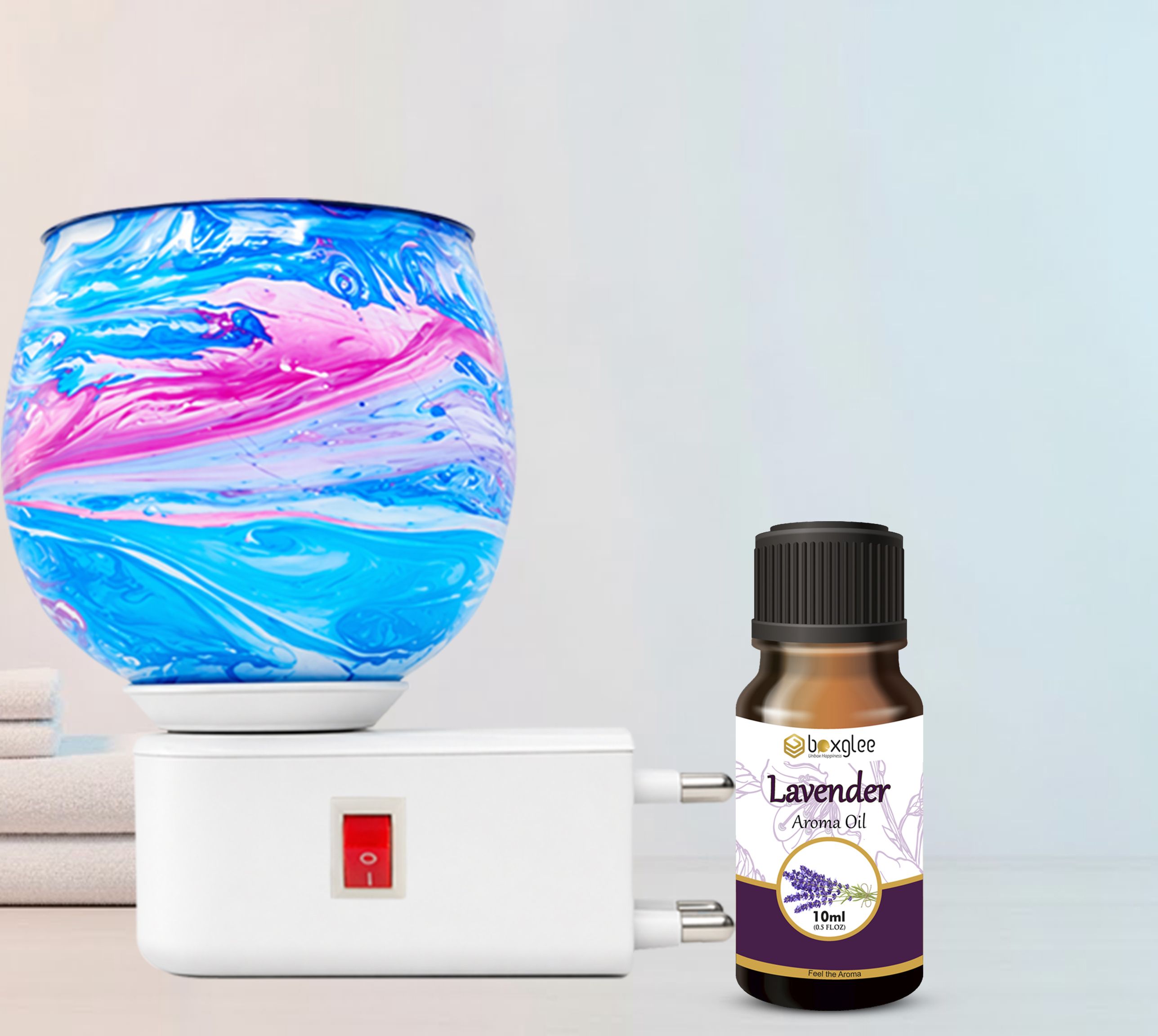 Multifragrance Aroma Oil Decorative Blue Marble Kapoor Dani with 1 Lavender Oil 10ml for Home Office Spa-image-26