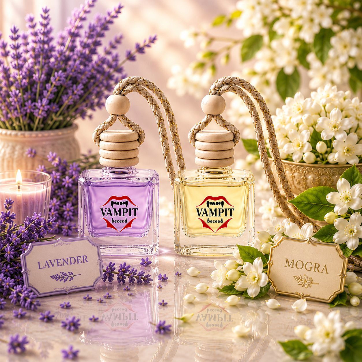 vampit Lavender, Mogra, Car Perfume/Car Freshener/Hanging car Freshener Car Freshener Diffuser Long Lasting Fragrance Combo Of 2 || LAVENDER & MOGRA ||-picture-27