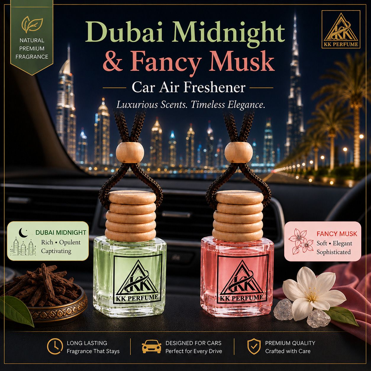 kk perfume dubai midnight, fancy musk Diffuser Dubai Midnight & Fancy Musk Hanging Car Perfume-picture-34