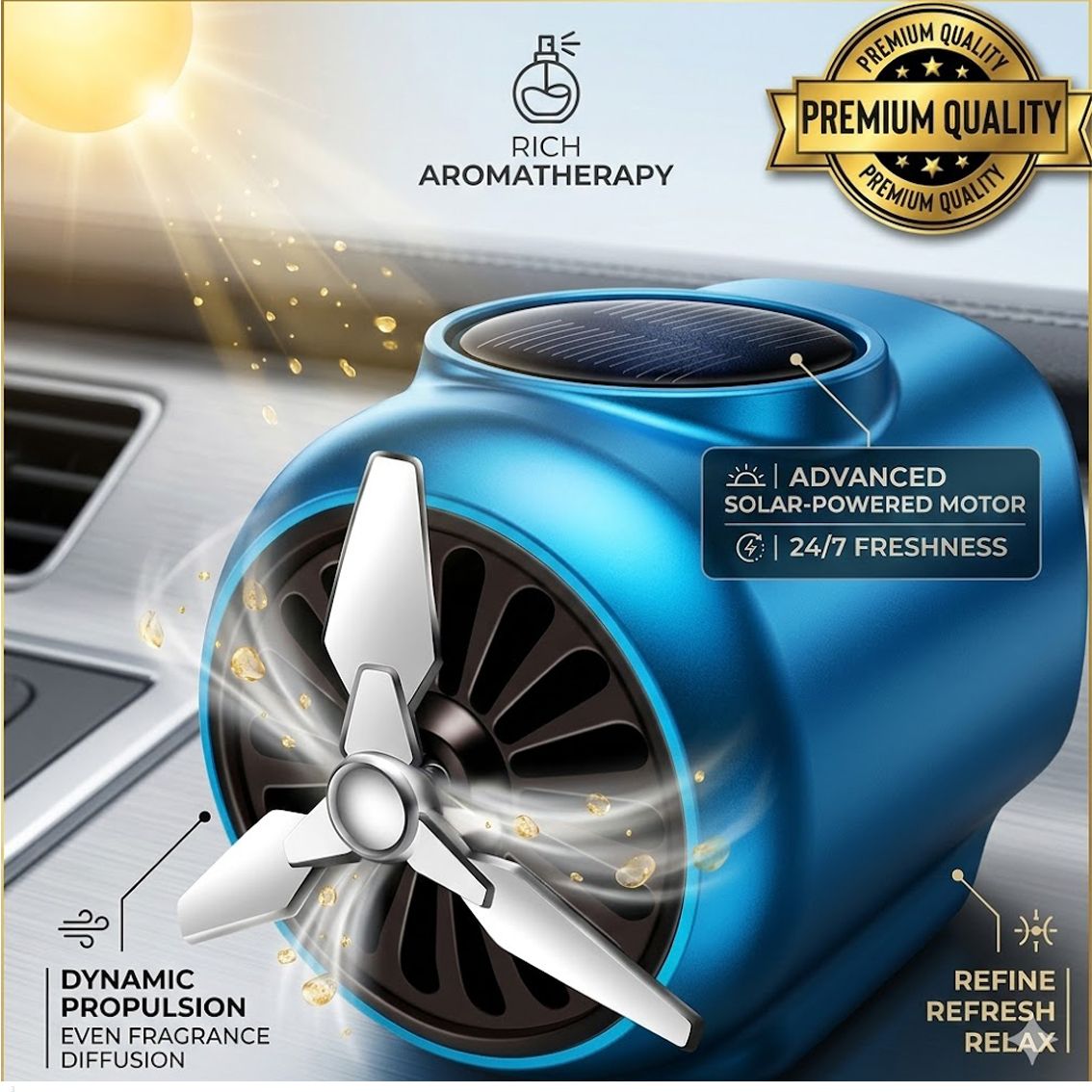yuneik Car Air Freshner Diffuser Turbine SolarYNKI210-picture-17