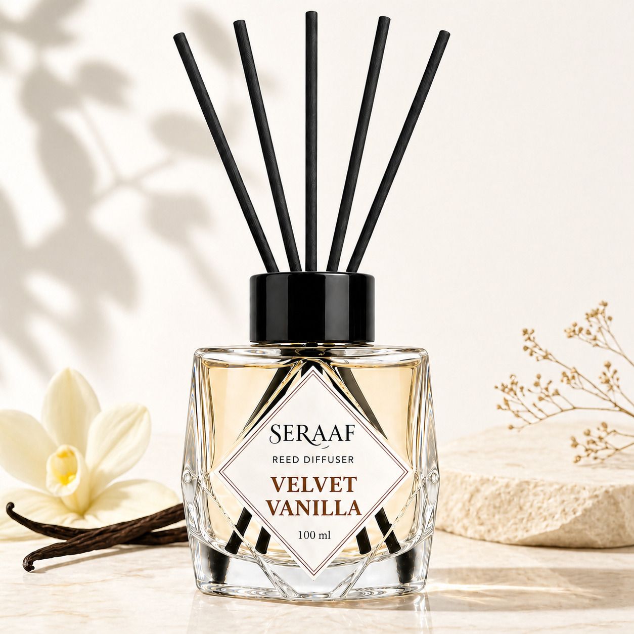 seraaf vanilla Diffuser Velvet Vanilla Reed Diffuser Set with Free 5 Reed Sticks Air Freshener-picture-36