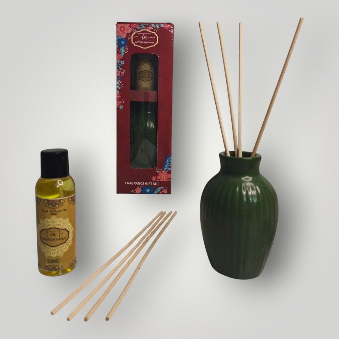 imperium aroma Lime Diffuser Set Premium Royal Lime Bloom Reed Diffuser with Crystal Bottle | Elegant Floral Aroma for Home, Office, Bathroom & Gift Purpose-picture-3