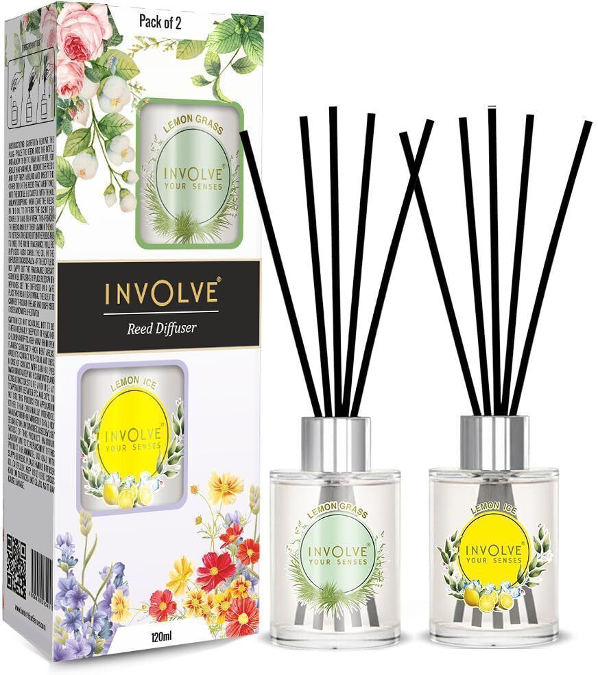 Pura Reed Diffuser Set- Lemongrass & Lemon Ice - 120 ml | Oil Diffuser Set-image-25