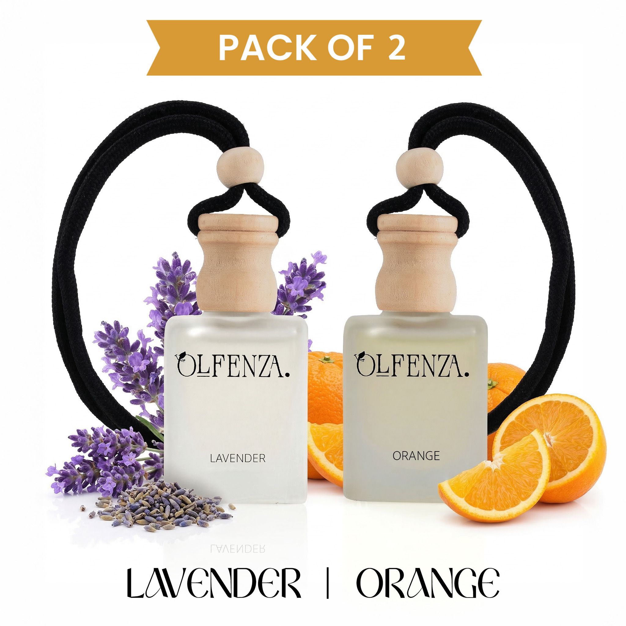 olfenza LAVENDER, ORANGE Diffuser Car Freshener Hanging Perfumes Long Lasting Fragrance 10+10ML-picture-6