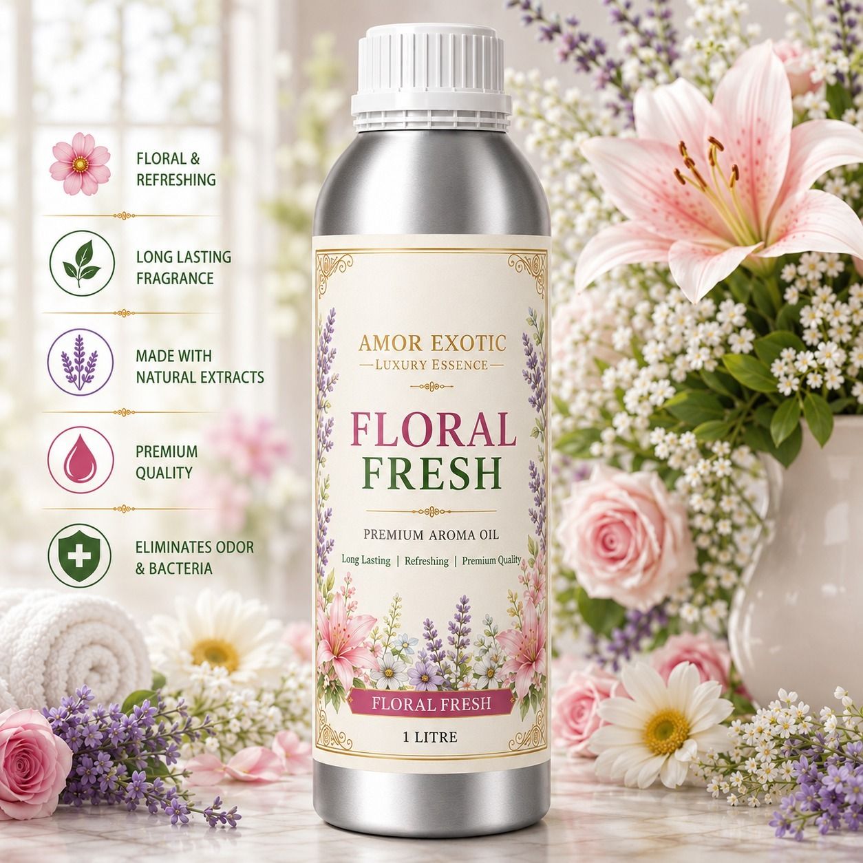 Floral Fresh Aroma Oil Floral Fresh Premium Aroma Oil 1 Litre | Long Lasting Floral Fragrance-image-38