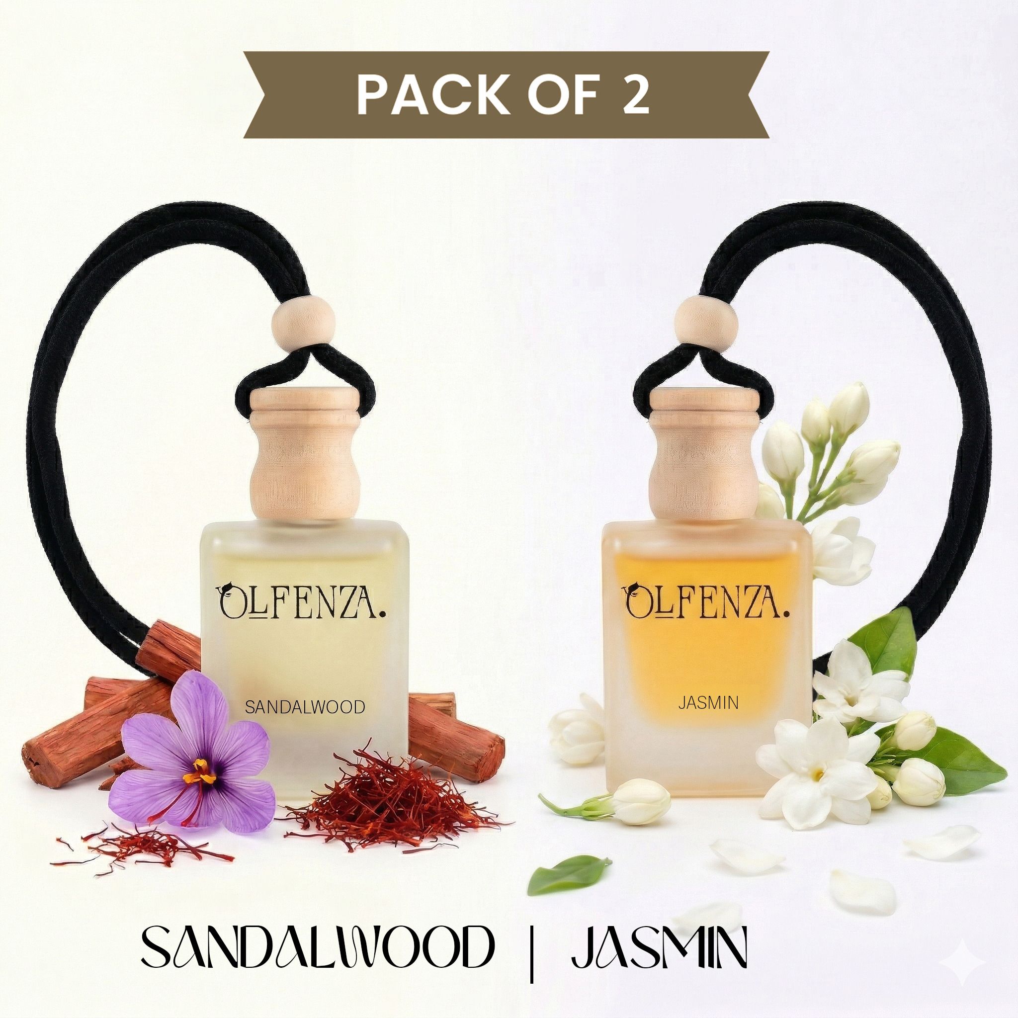 olfenza SANDALWOOD, JASMIN Diffuser Car Freshener Hanging Perfumes Long Lasting Fragrance 10+10ML-picture-25