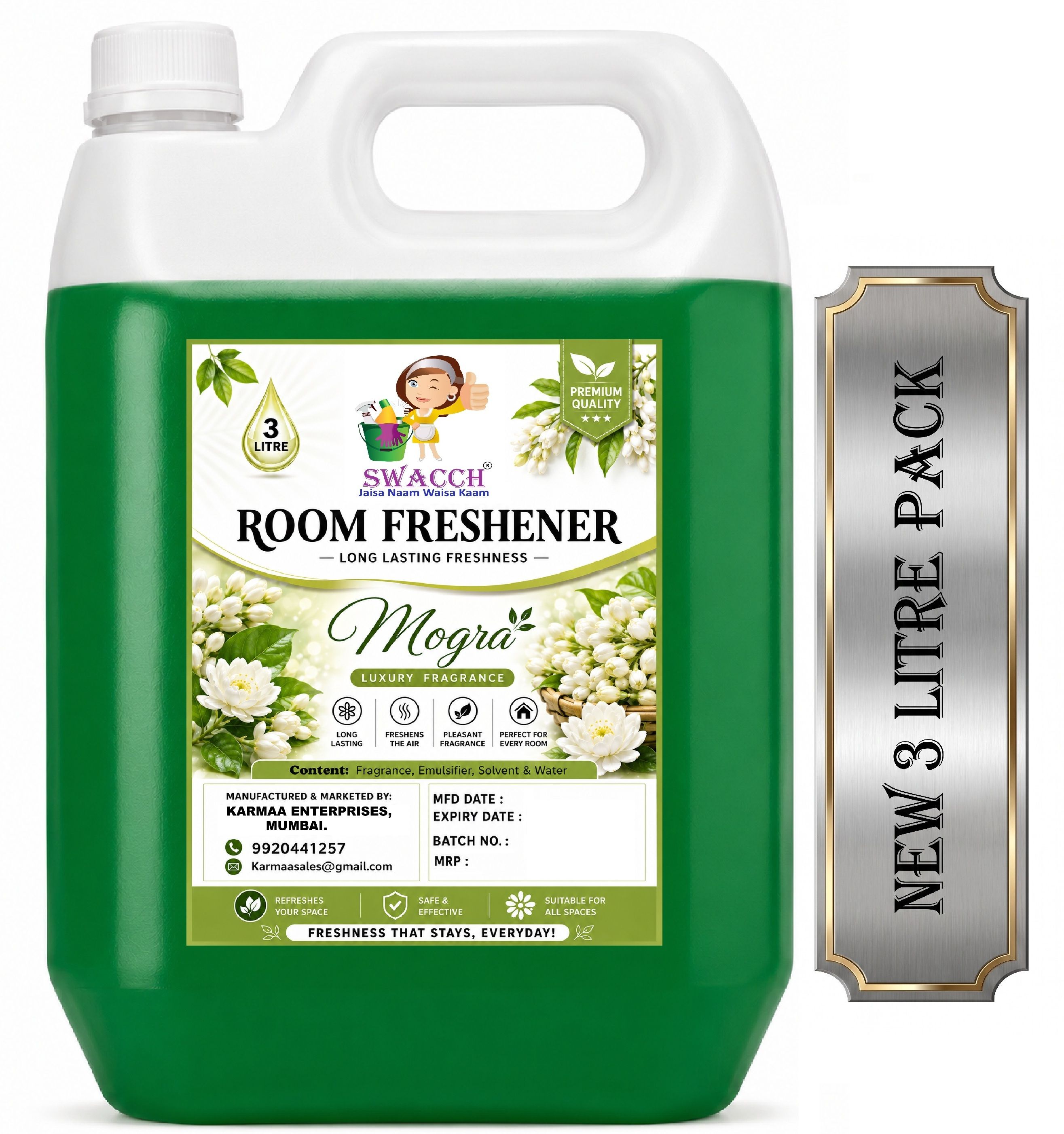 swacch Mogra Refill Room Freshner For Home, Car & Wash Room, Instant Refreshing Fragrance I Ready to use I Water Based-picture-38