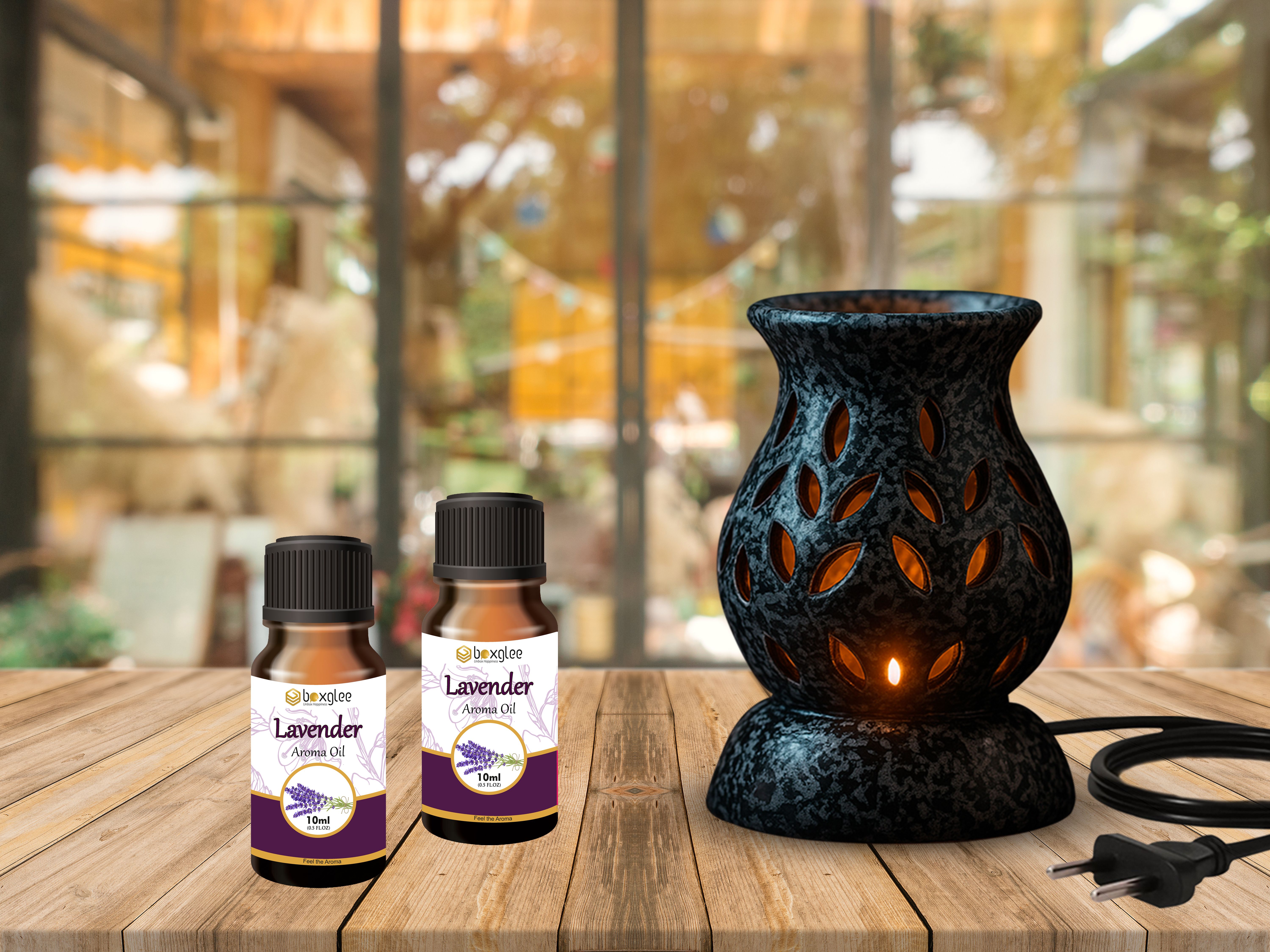 Black Ceramic Electric Aroma Oil Burner/Oil Diffuser for Room Fragrance Diffuser Set