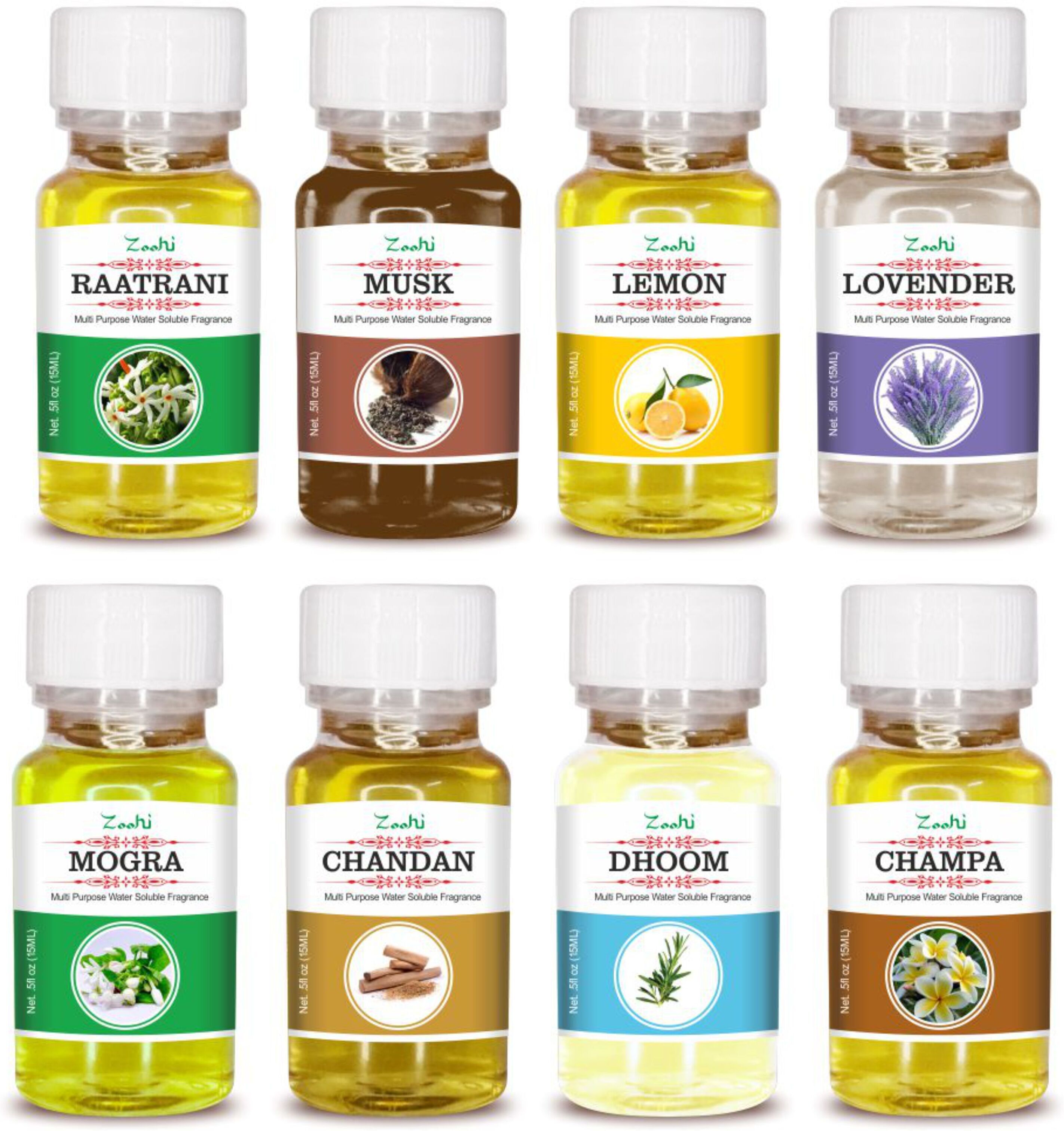 Fragrance Cooler perfume Scent, Chandan Mogra Raatrani, 8 in 1 Floral Fragrance Aroma Oil-image-46