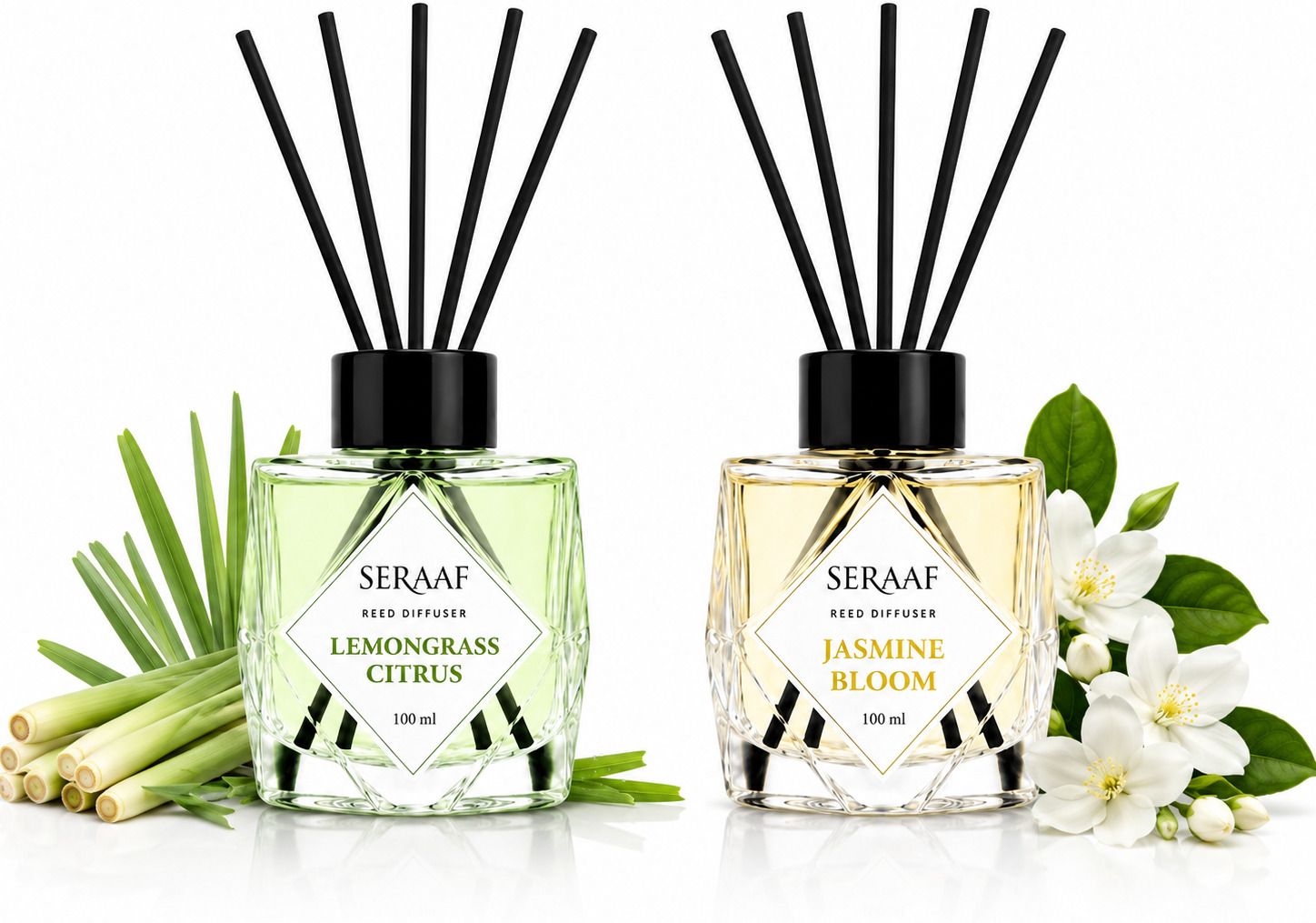 lemongrass, jasmine Diffuser Set Lemongrass and Jasmine Reed Diffuser Combo Room Air Freshener Set-image-27