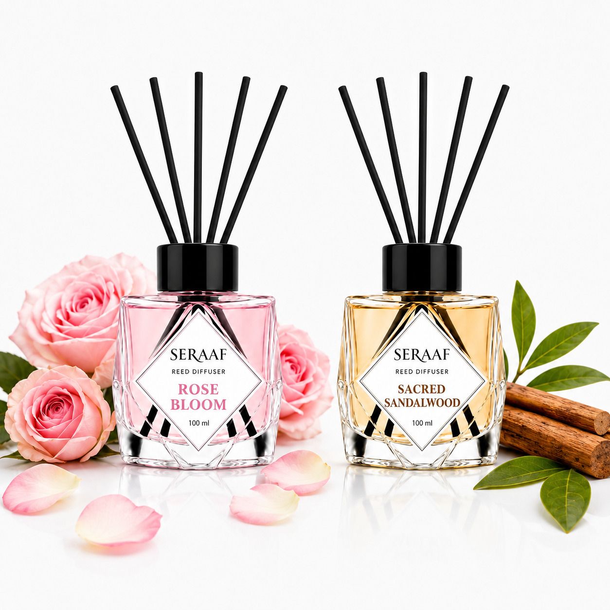 seraaf sandalwood, rose Diffuser Set Sacred Sandalwood and Rose Bloom Reed Diffuser Combo Room Freshener Set-picture-48