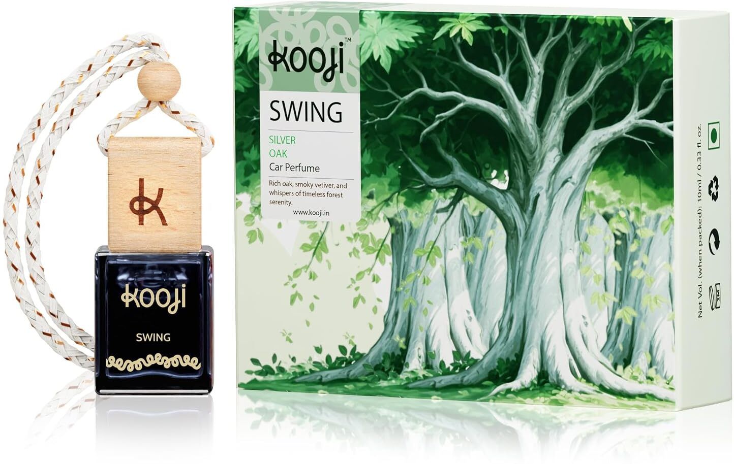 kooji Silver Oak Refill Swing - Hanging Car Perfumes - Silver Oak 10 ML, Premium Car Freshener - Rich Oak & Smoky Vetiver Blend, Natural & Vegan Ingredients | Long-Lasting Aroma for Car, Home, Office - Up to 60 Days-picture-28