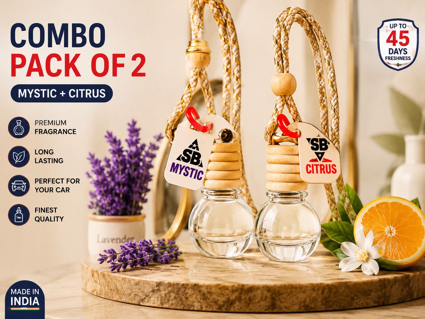 dashcrate mystic, lemonaade Aroma Oil Hanging Car Freshener Combo Pack, Glass Pod (6ml)-picture-44