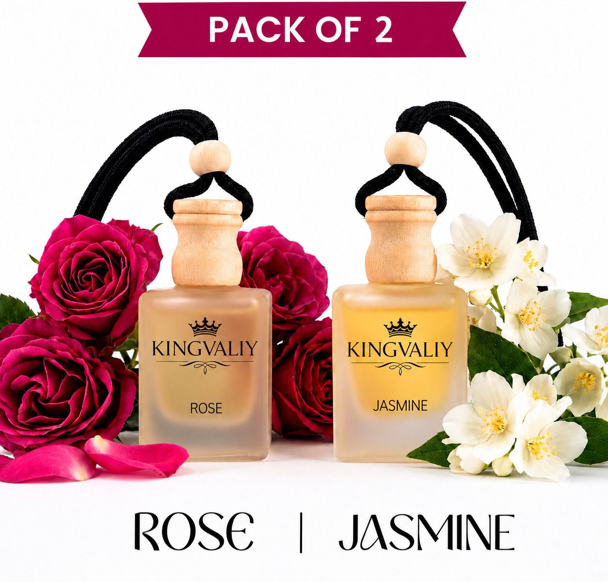 ROSE, JASMINE Diffuser ROSE-JASMINE Car Perfume Hanging Air Freshener Long Lasting Luxury Premium-image-0