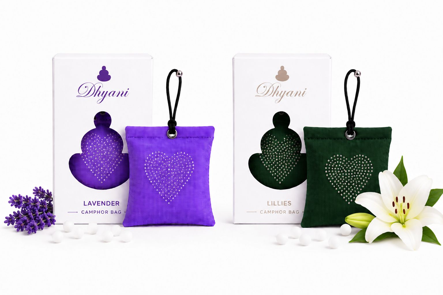 dhyani Refreshing Lavender & Lillies fragrance with camphor freshness Potpourri Natural Camphor Hanging Air Freshener Bags for Car, Home, Wardrobe, Bathroom & Office -Mosquito - Insect Repellent - Heart Shape Daimond Fabric Bag Pack Of 2 (2 x 1 Units)-picture-14